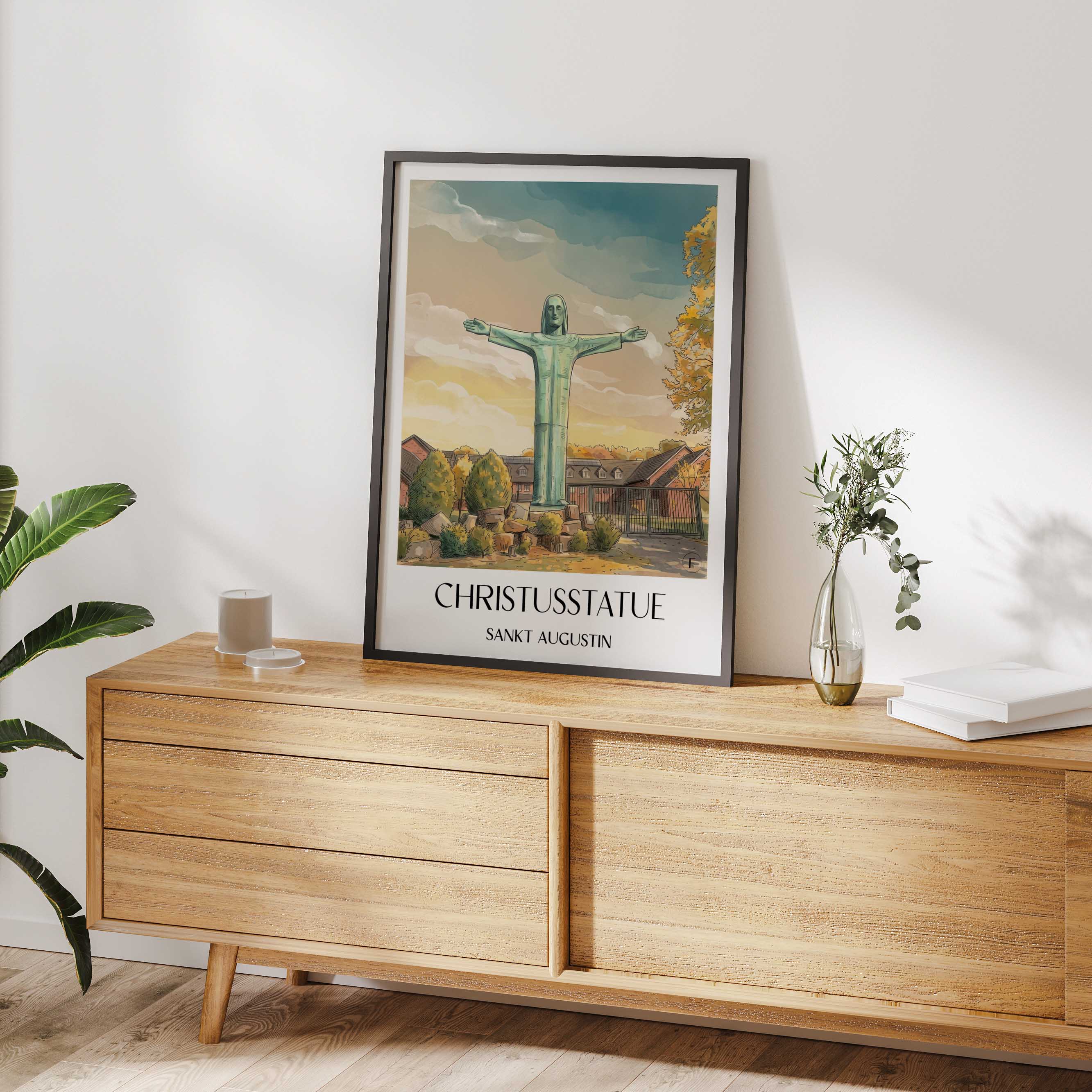 christusstatue-sankt-augustin-deutschland-poster-aquarell