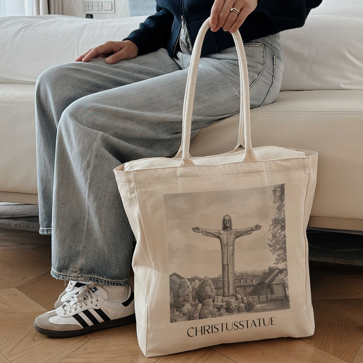 christusstatue-sankt-augustin-deutschland-einkaufstasche-aquarell-schwarz-weiss