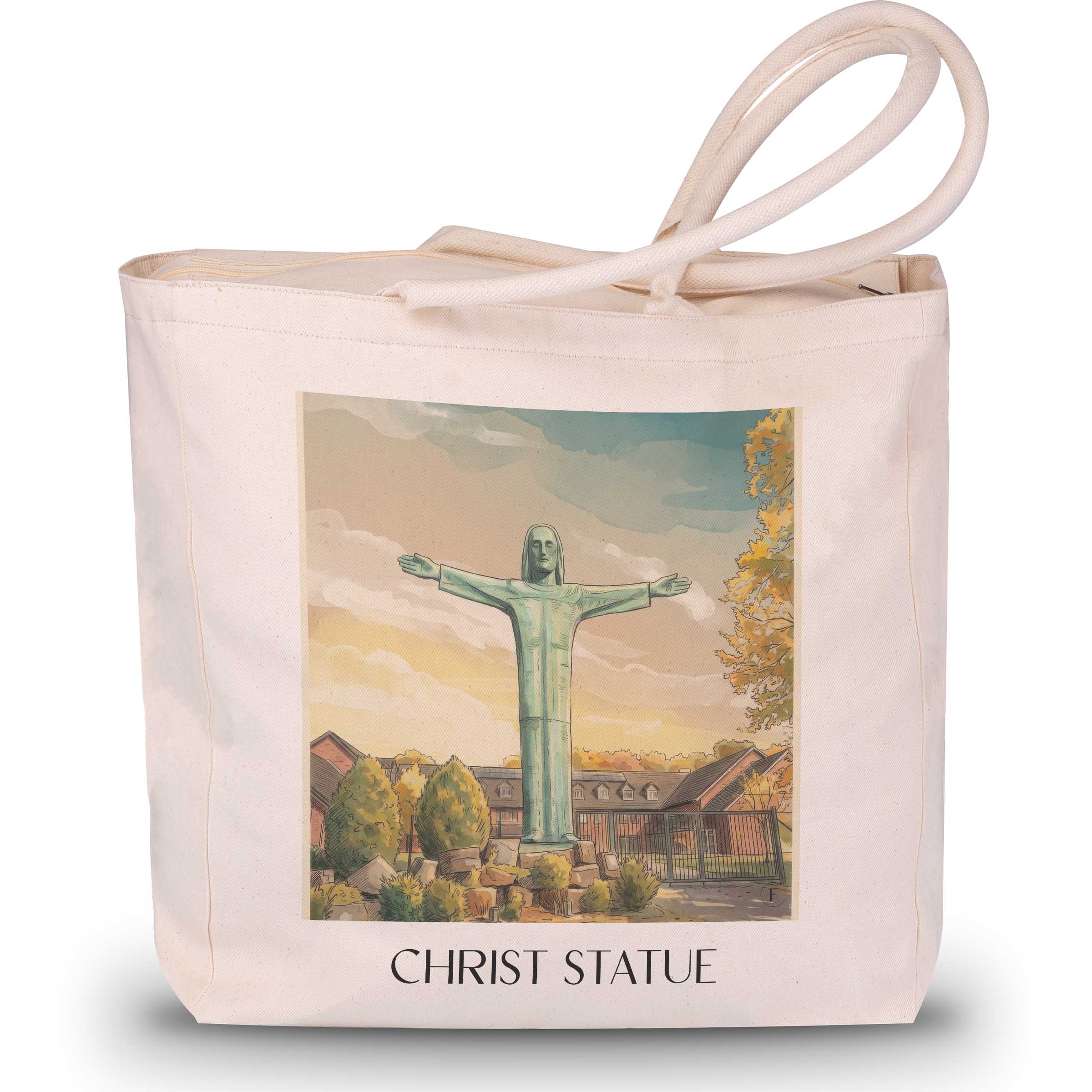 Christusstatue Shopping Tasche - Sankt Augustin - Deutschland Tote Bag - Einkaufstasche im Aquarell Stil - favplace