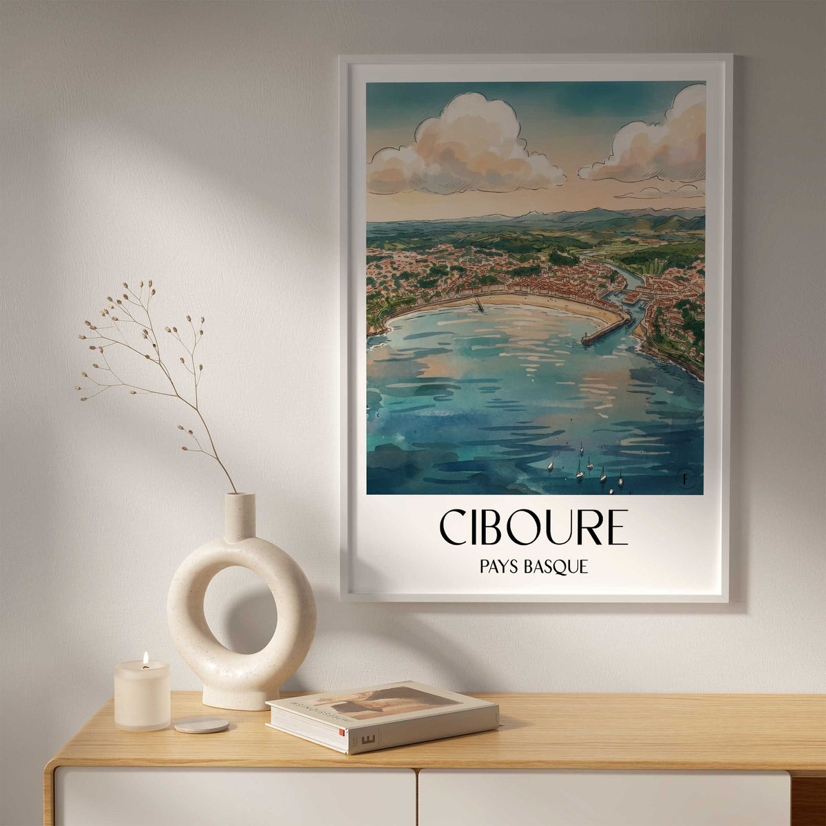 ciboure-pays-basque-frankreich-poster-aquarell