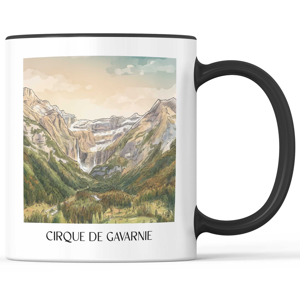 cirque-de-gavarnie-pyrénées-frankreich-kaffeebecher-aquarell