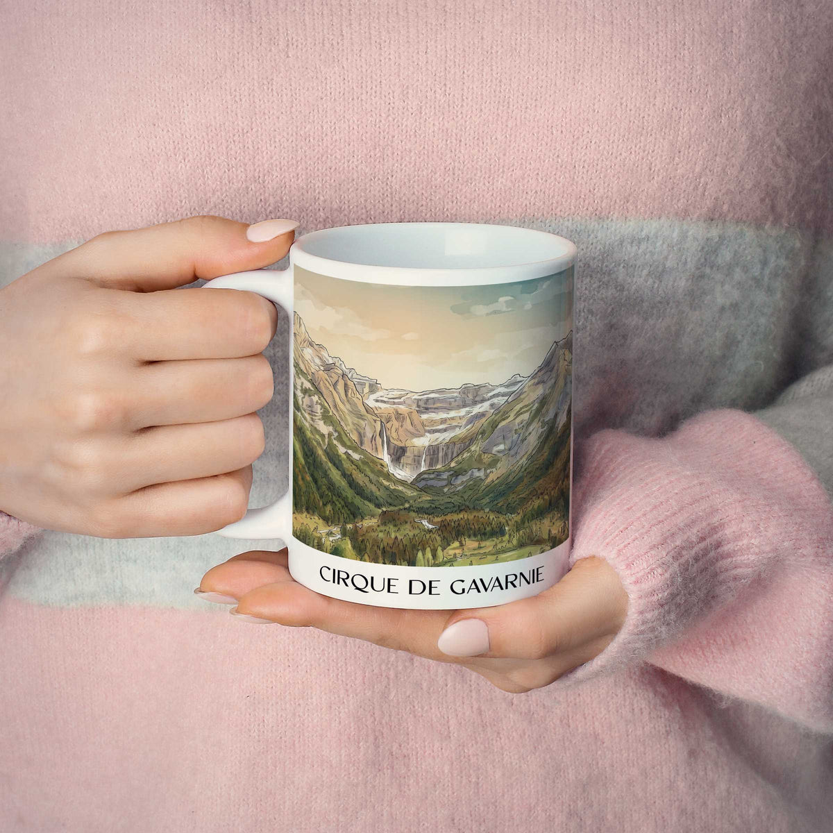 cirque-de-gavarnie-pyrénées-frankreich-kaffeebecher-aquarell