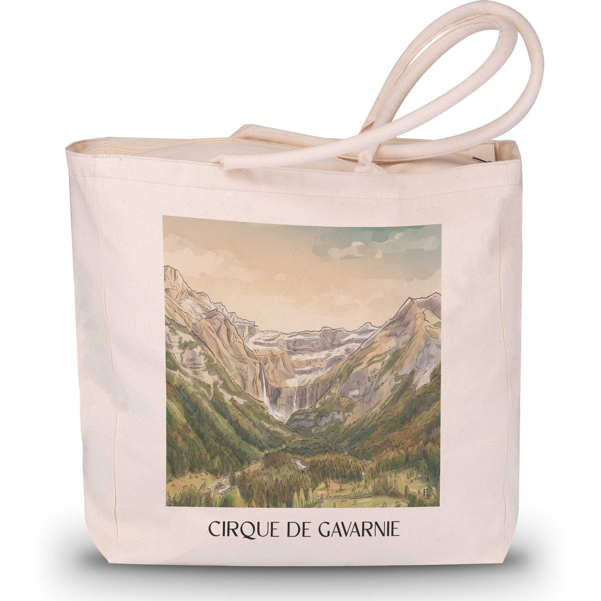 cirque-de-gavarnie-pyrénées-frankreich-einkaufstasche-aquarell