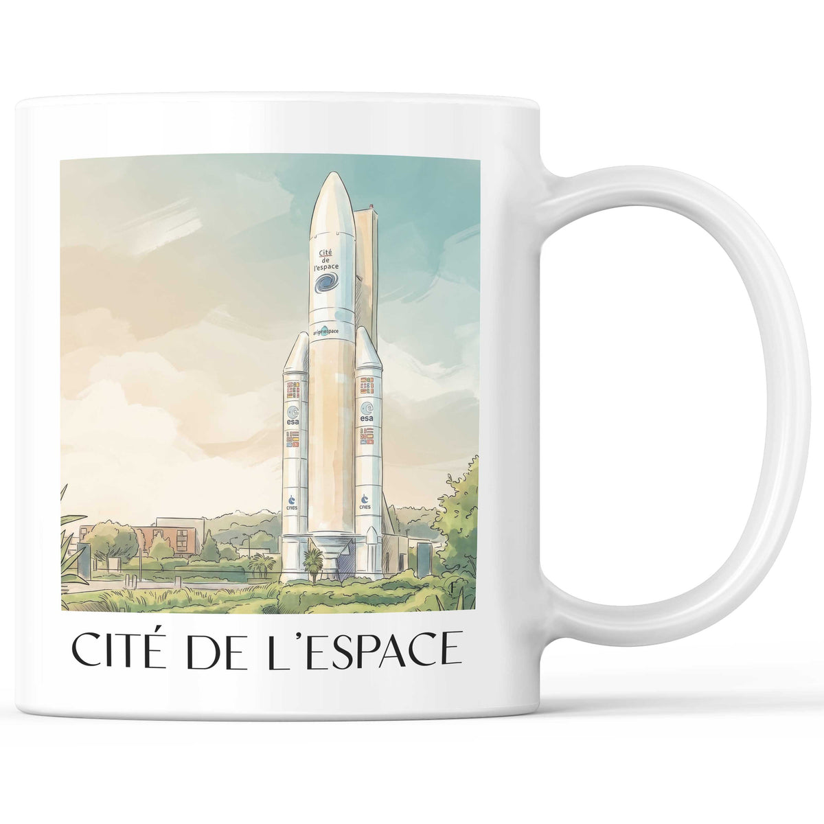 cité-de-l'espace-toulouse-frankreich-kaffeebecher-aquarell