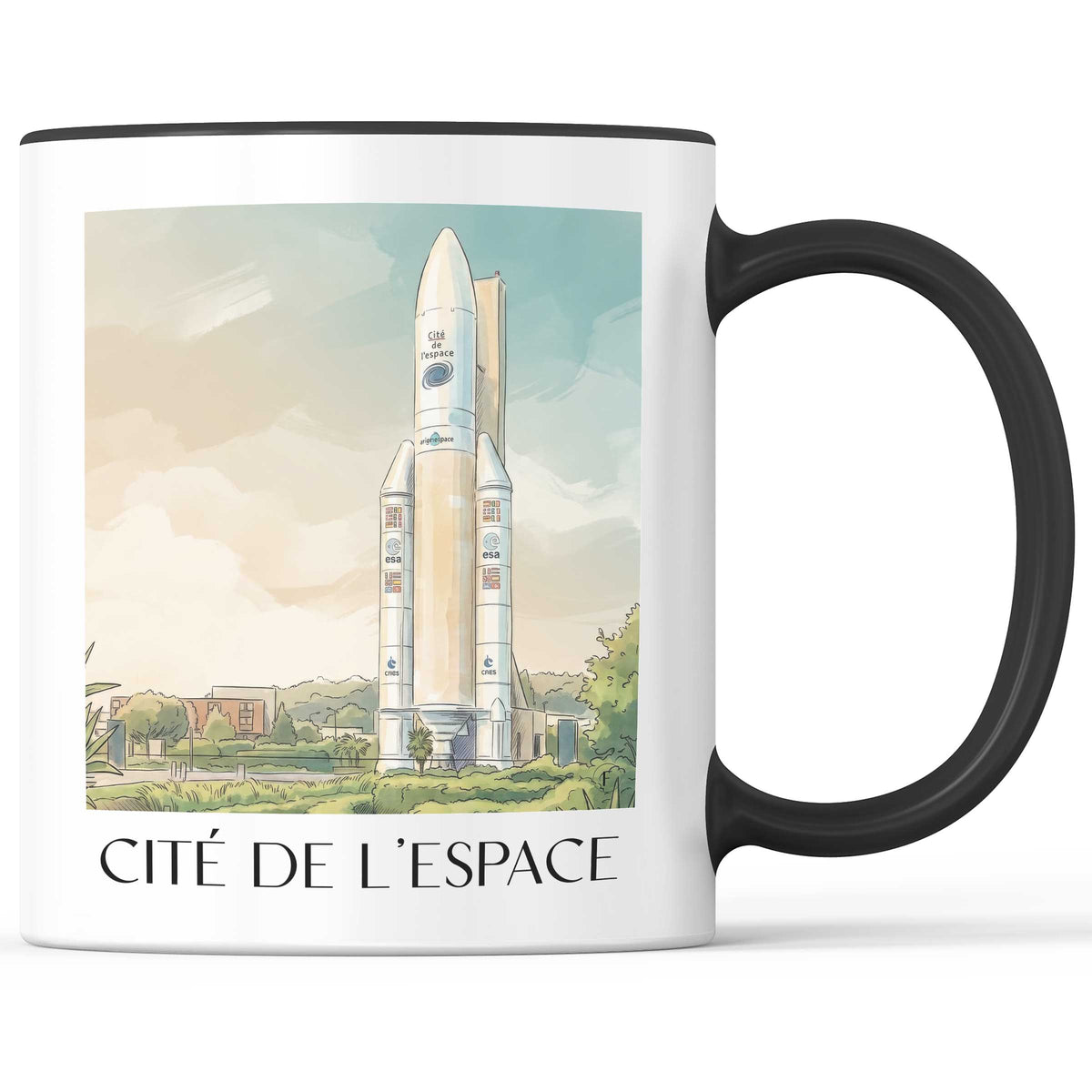 Cité de l'Espace Kaffeebecher - Toulouse - Frankreich Becher - Kaffeetasse im Aquarell Stil - favplace