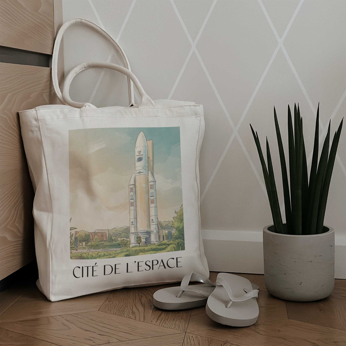 cité-de-l'espace-toulouse-frankreich-einkaufstasche-aquarell