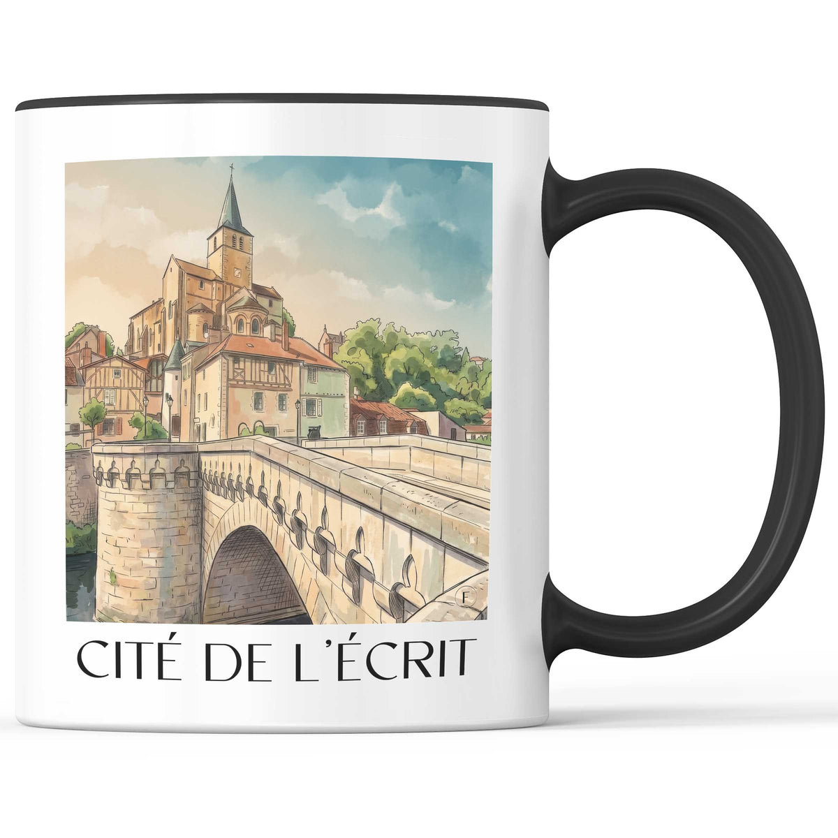cité-de-l'écrit-montmorillon-frankreich-kaffeebecher-aquarell