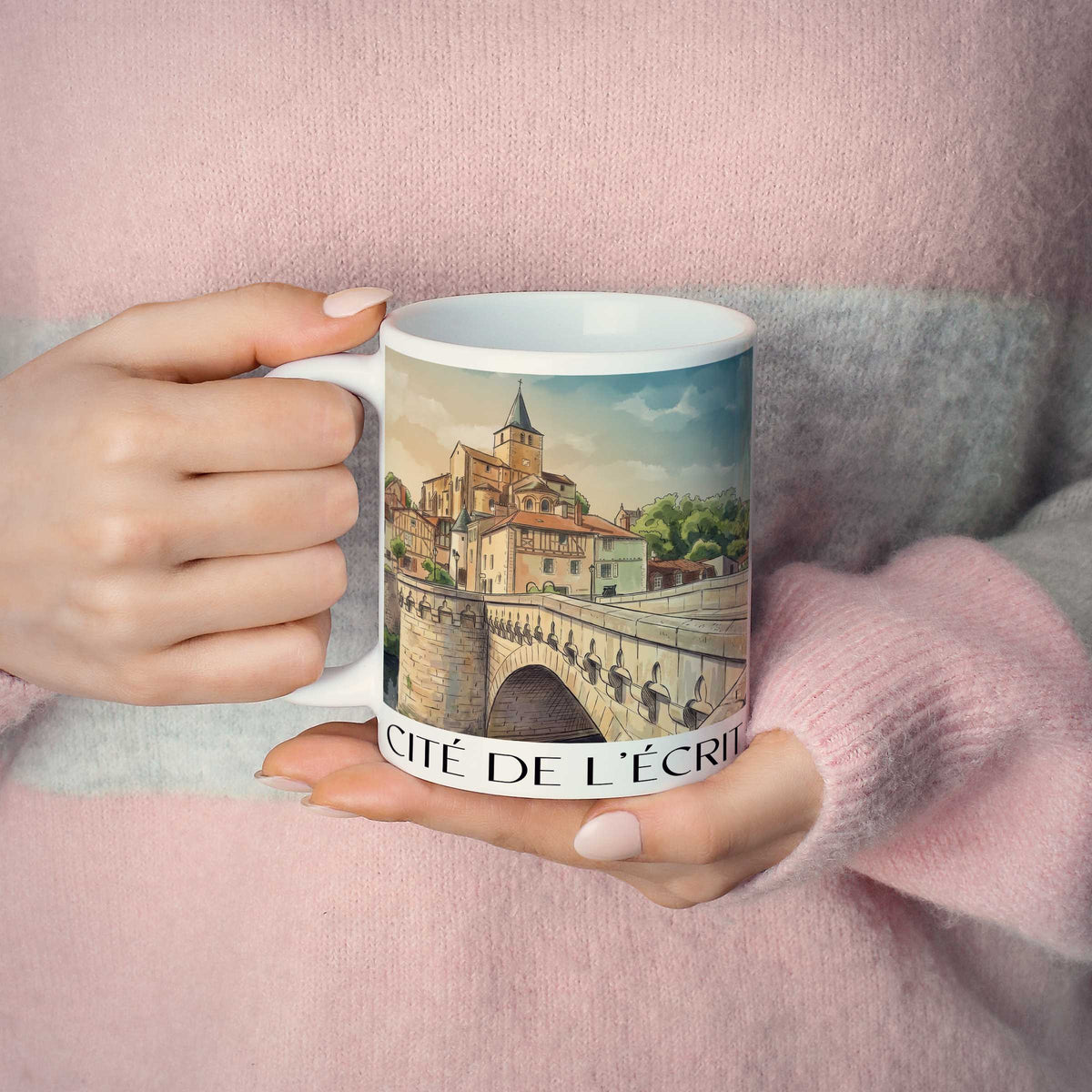 cité-de-l'écrit-montmorillon-frankreich-kaffeebecher-aquarell