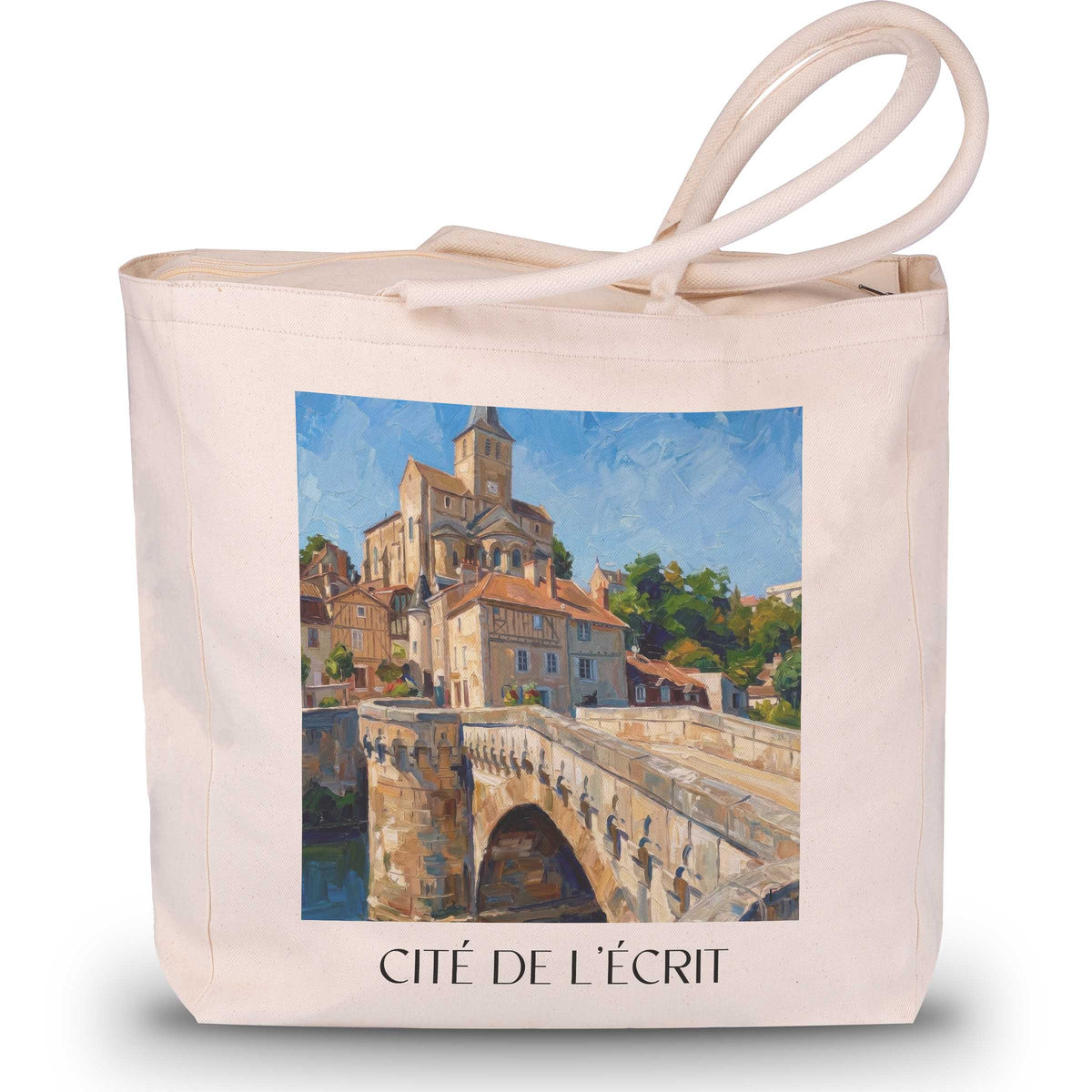 cité-de-l'écrit-montmorillon-frankreich-einkaufstasche-oil-painting-oelgemaelde
