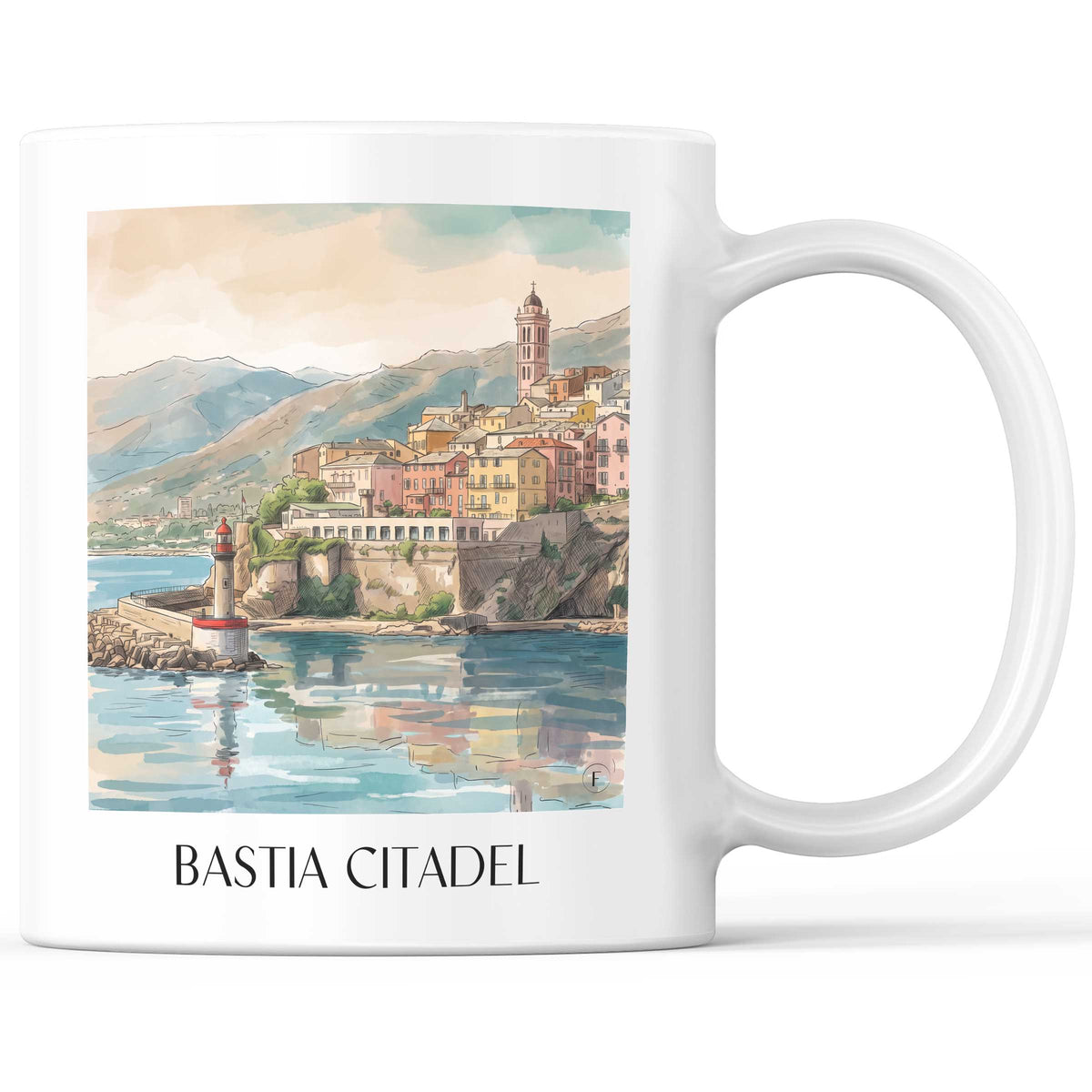 Citadelle de Bastia Kaffeebecher - Korsika - Frankreich Becher - Kaffeetasse im Aquarell Stil - favplace
