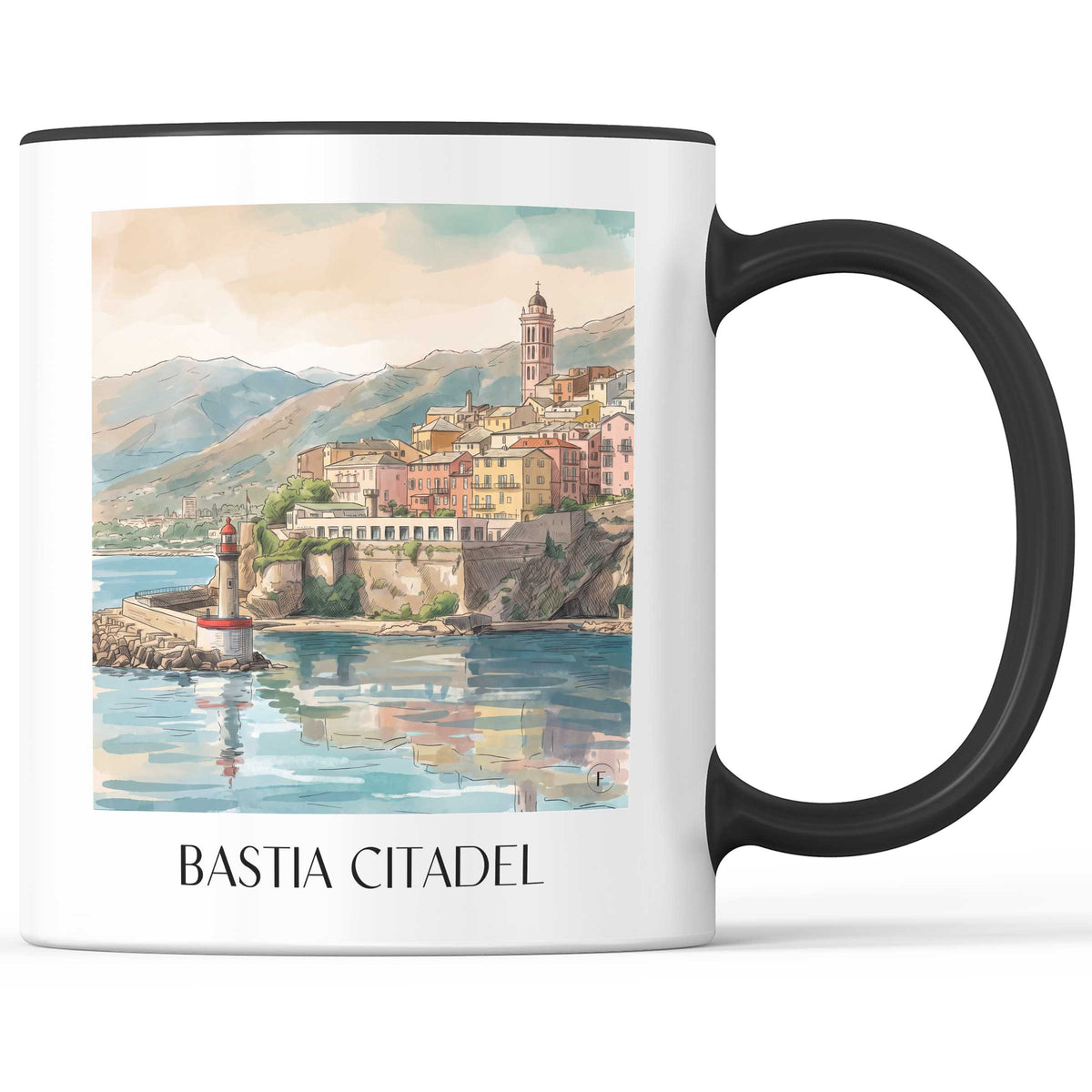 Citadelle de Bastia Kaffeebecher - Korsika - Frankreich Becher - Kaffeetasse im Aquarell Stil - favplace