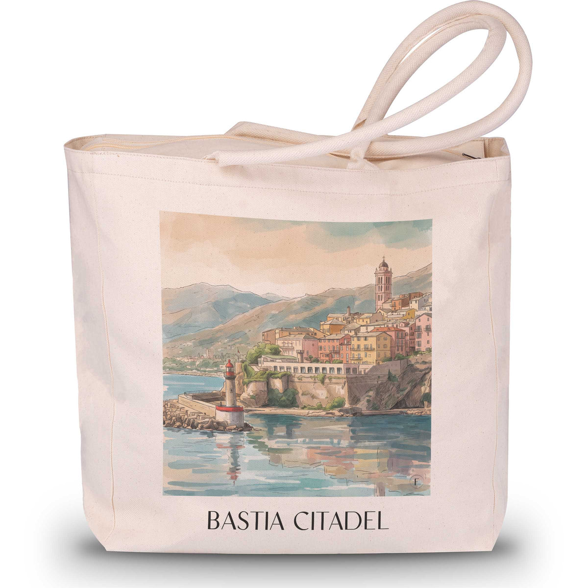 Citadelle de Bastia Shopping Tasche - Korsika - Frankreich Tote Bag - Einkaufstasche im Aquarell Stil - favplace