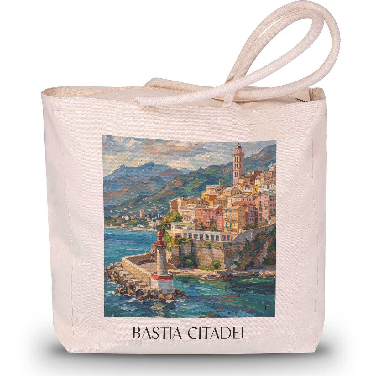 Citadelle de Bastia Shopping Tasche - Korsika - Frankreich Tote Bag - Einkaufstasche im Ölgemälde Stil