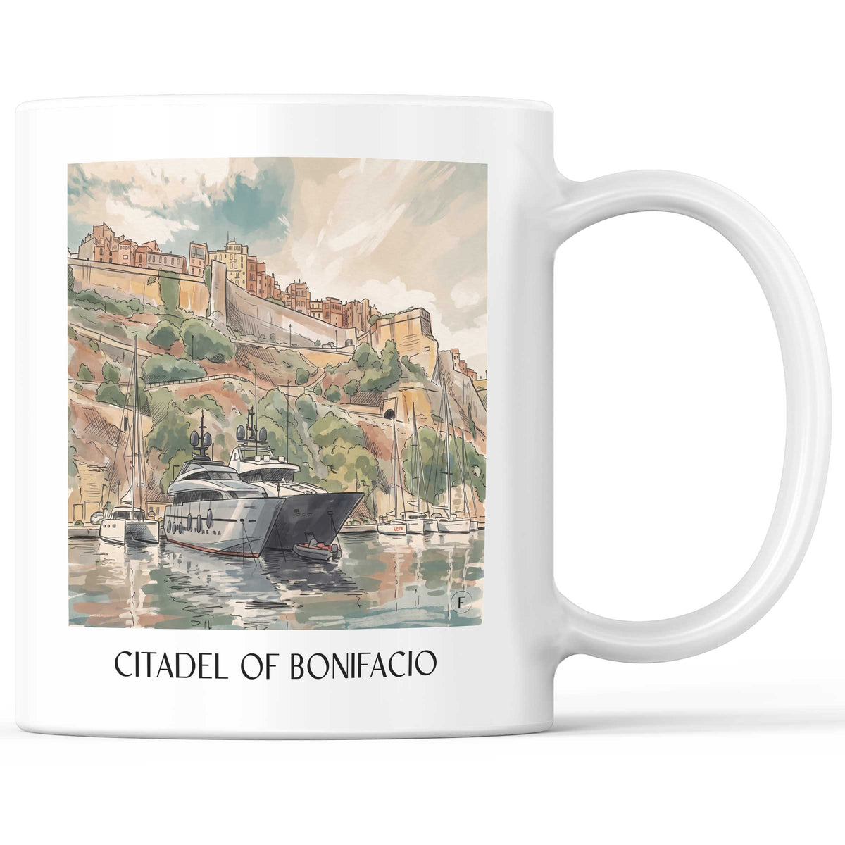Citadelle de Bonifacio Kaffeebecher - Korsika - Frankreich Becher - Kaffeetasse im Aquarell Stil - favplace