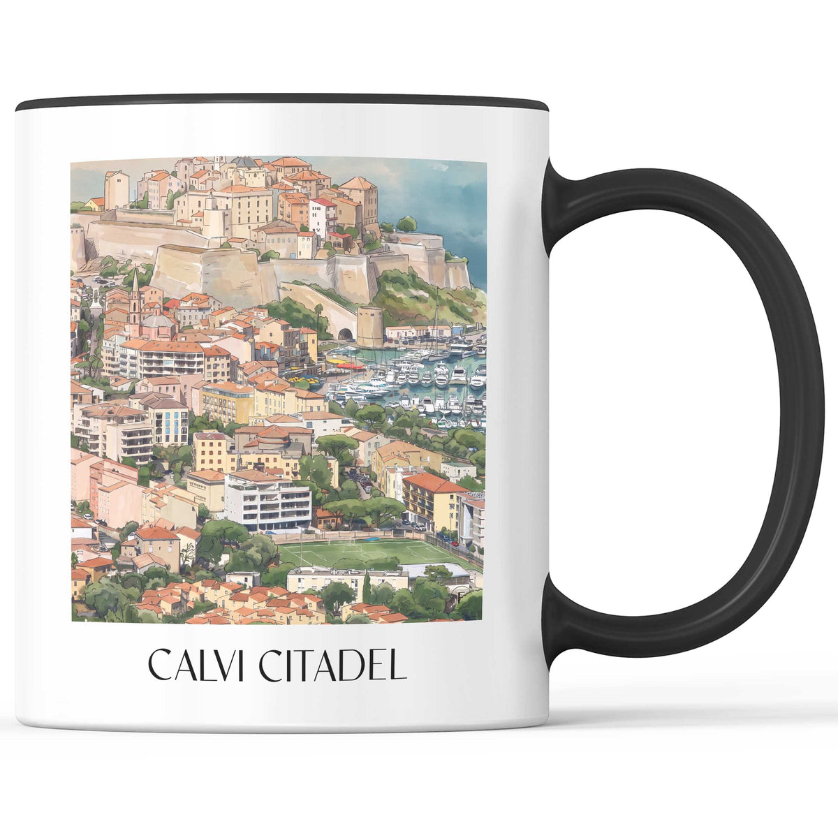 Citadelle de Calvi Kaffeebecher - Balagne - Frankreich Becher - Kaffeetasse im Aquarell Stil - favplace