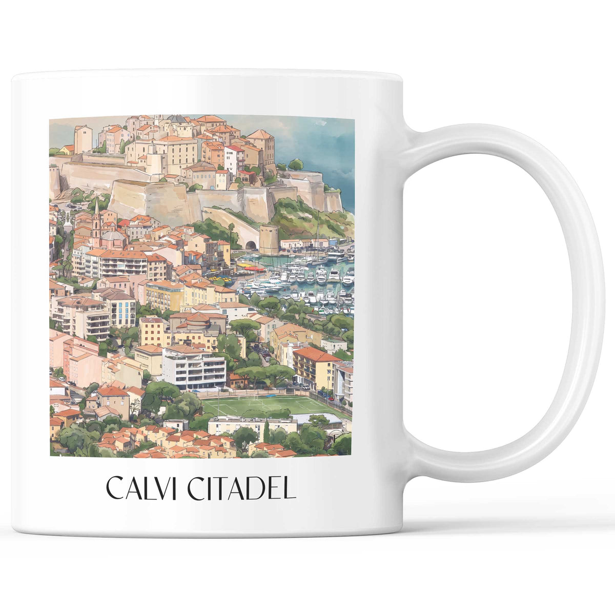 Citadelle de Calvi Kaffeebecher - Balagne - Frankreich Becher - Kaffeetasse im Aquarell Stil - favplace