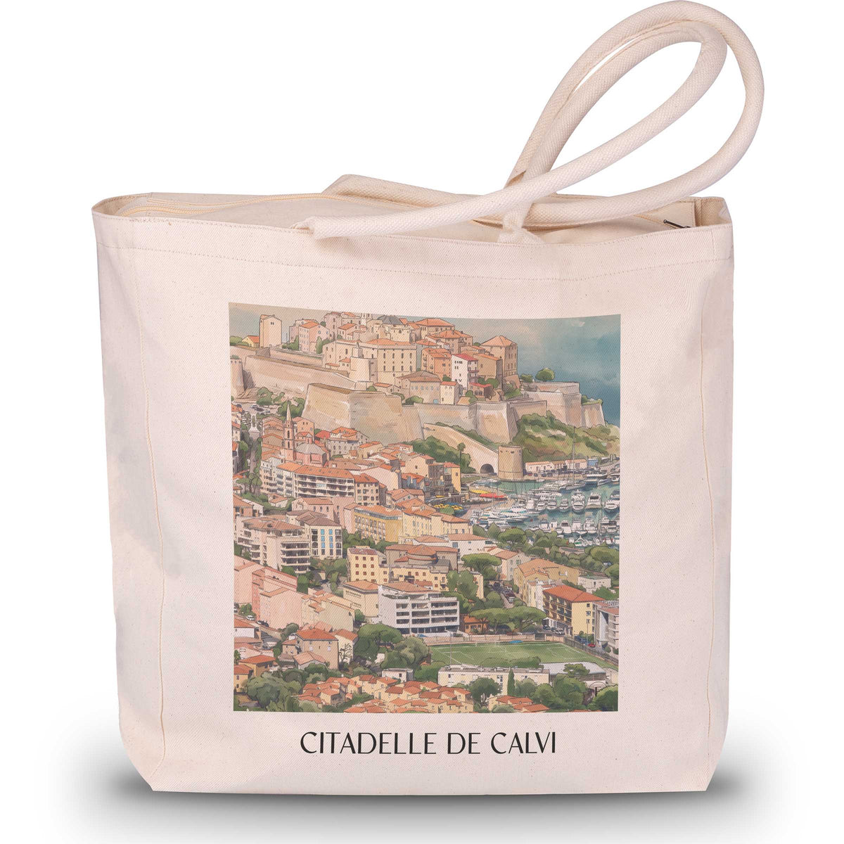 citadelle-de-calvi-balagne-frankreich-einkaufstasche-aquarell