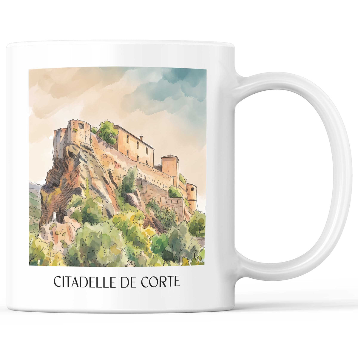 citadelle-de-corte-centre-corse-frankreich-kaffeebecher-aquarell