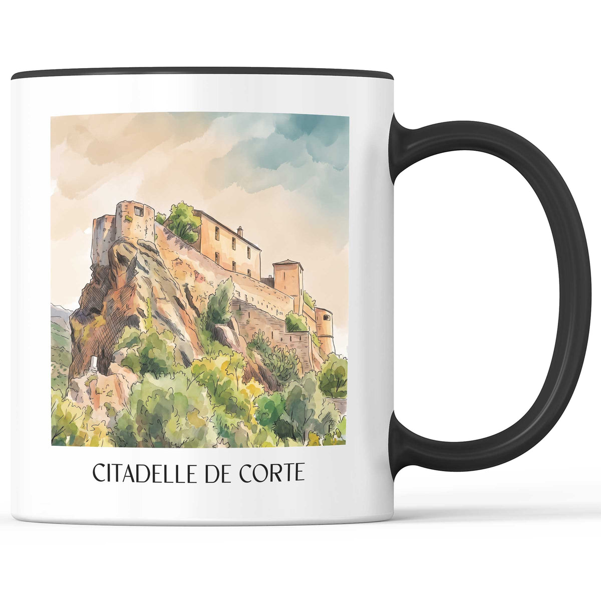 citadelle-de-corte-centre-corse-frankreich-kaffeebecher-aquarell