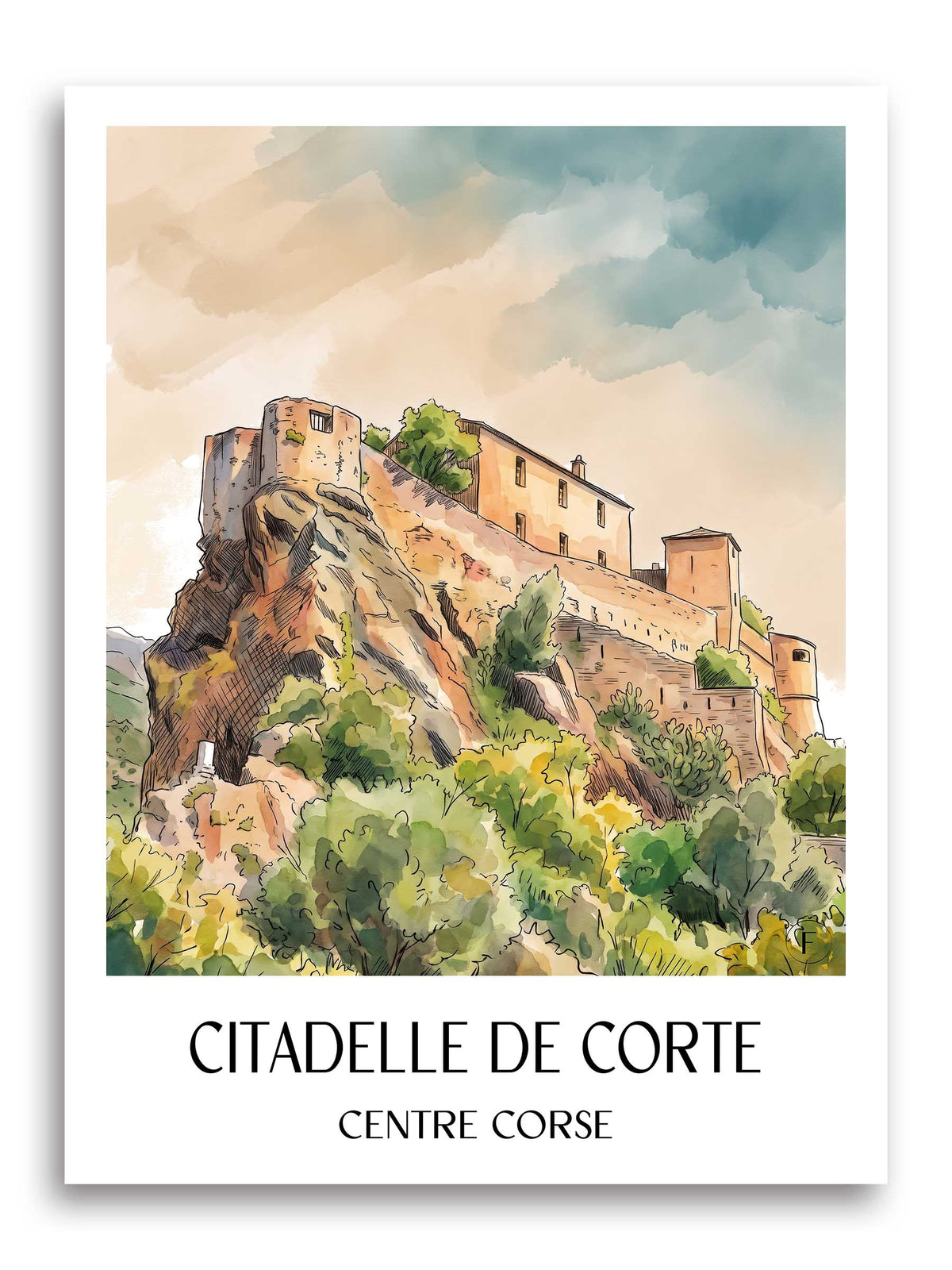 citadelle-de-corte-centre-corse-frankreich-poster-aquarell