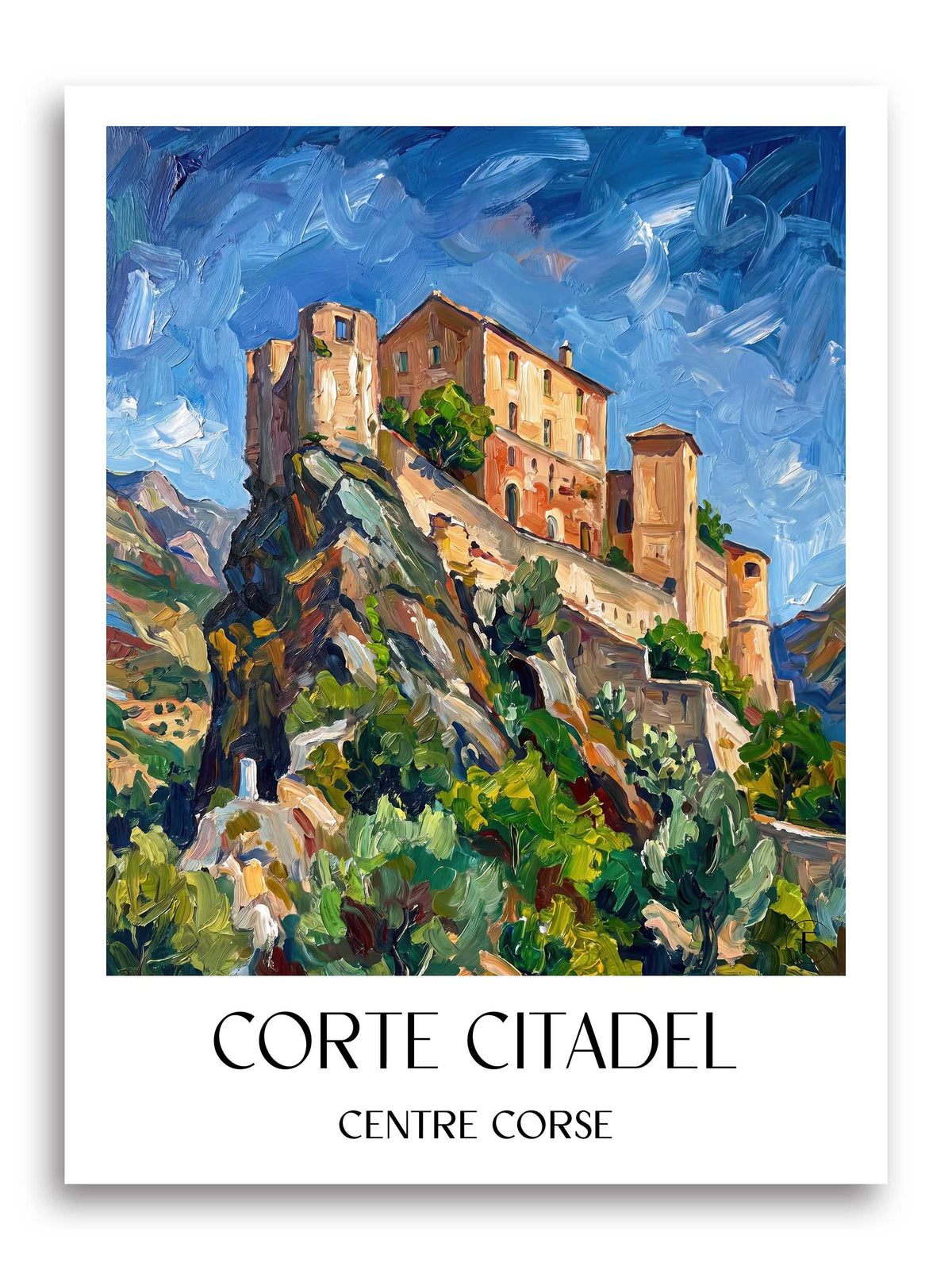 Citadelle de Corte Poster - Centre Corse - Frankreich Kunstdruck - Ölgemälde von A4 bis A1 - favplace