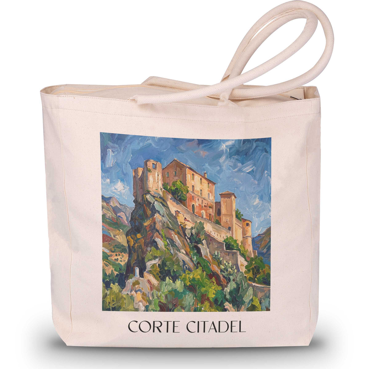 Citadelle de Corte Shopping Tasche - Centre Corse - Frankreich Tote Bag - Einkaufstasche im Ölgemälde Stil
