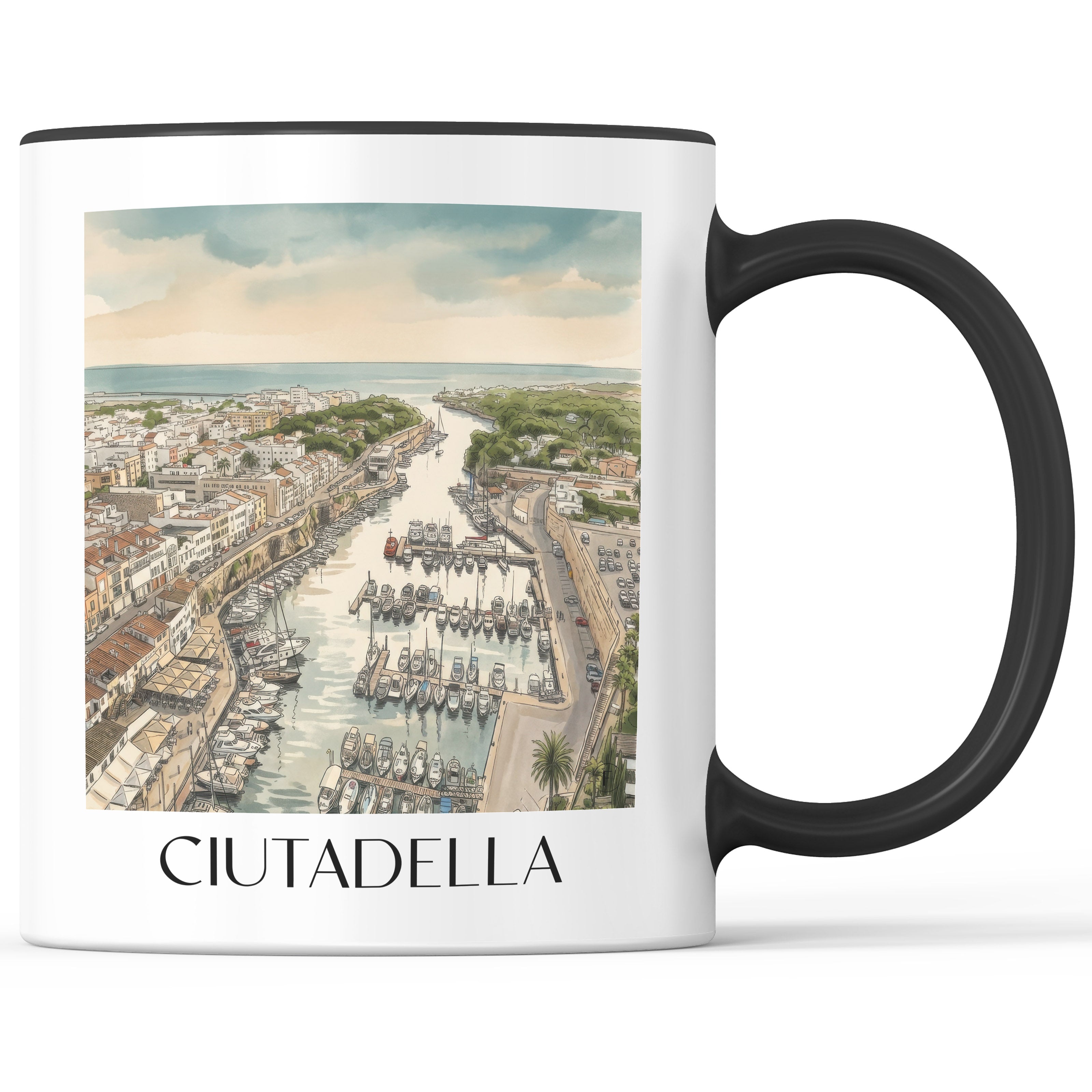 ciutadella-menorca-spanien-kaffeebecher-aquarell