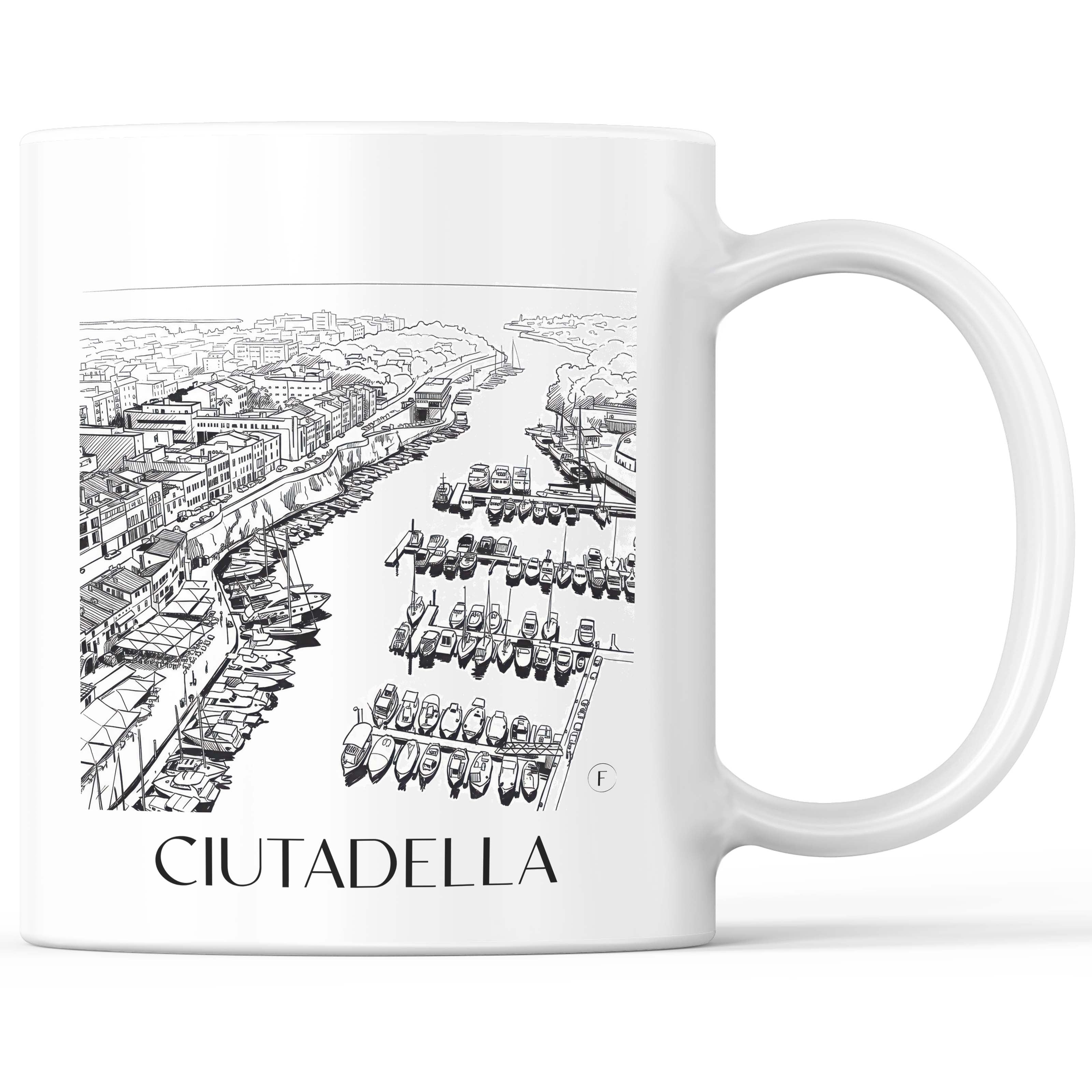 Ciutadella Kaffeebecher - Menorca - Spanien Becher - Kaffeetasse im Skizze Stil - favplace
