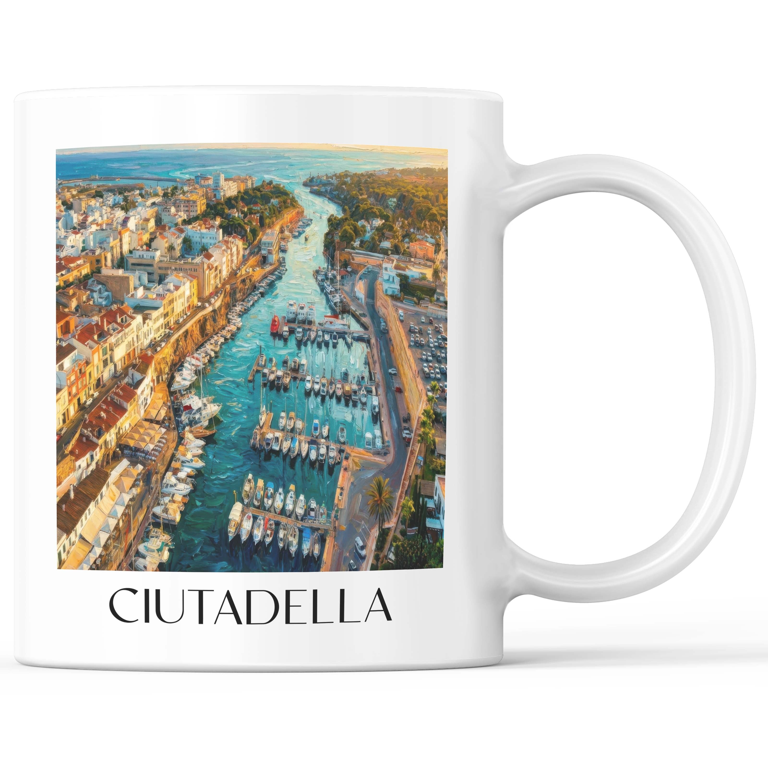 Ciutadella Kaffeebecher - Menorca - Spanien Becher - Kaffeetasse im Ölgemälde Stil - favplace