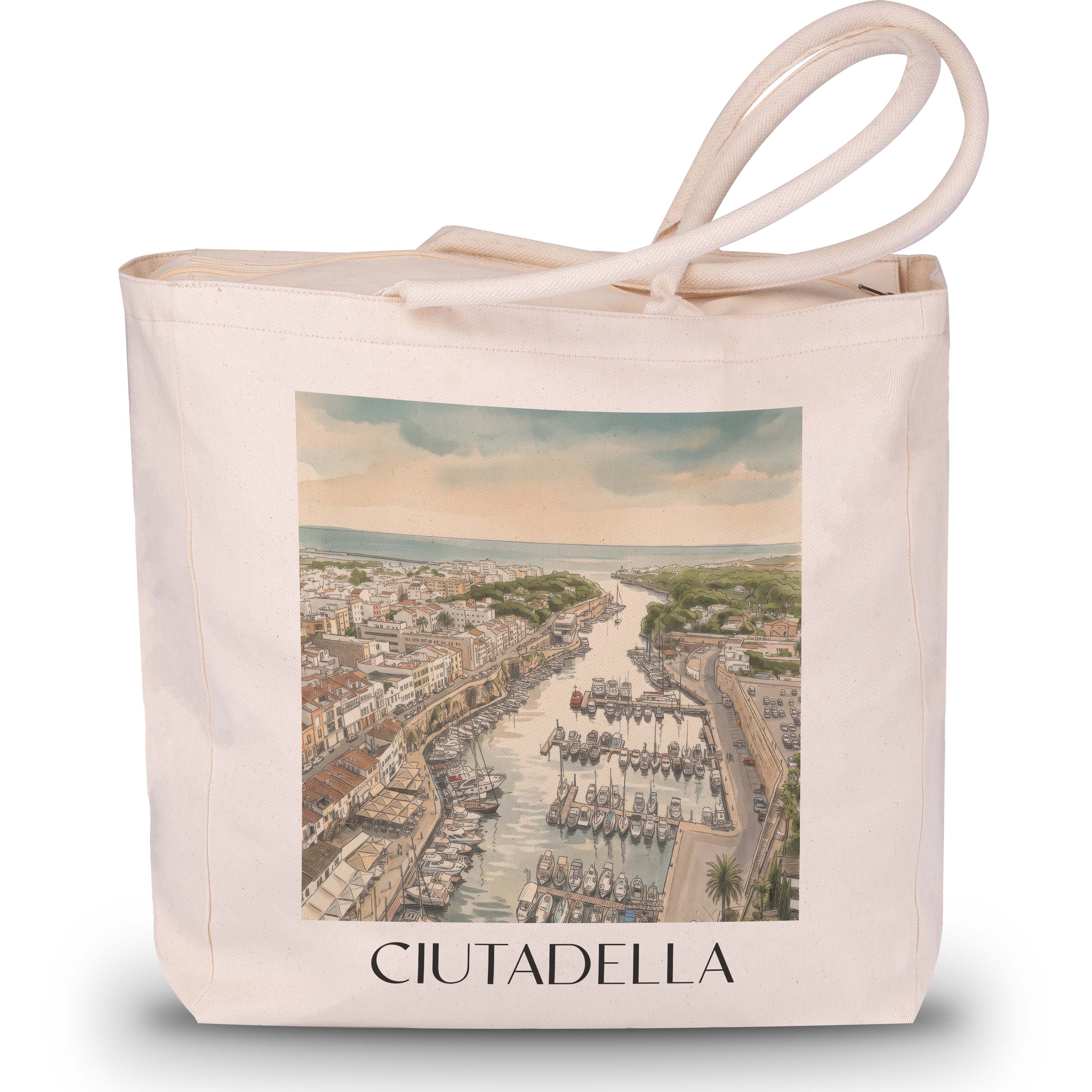 ciutadella-menorca-spanien-einkaufstasche-aquarell
