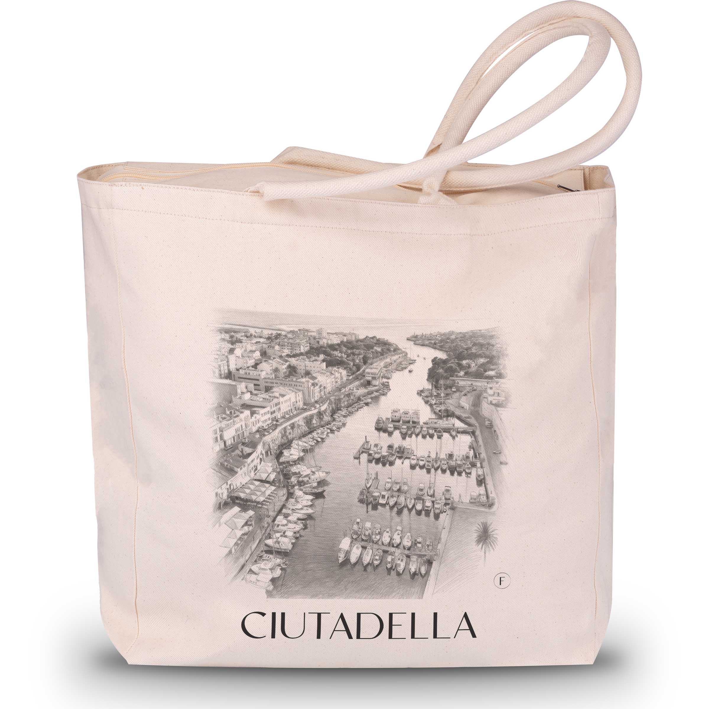 Ciutadella Shopping Bag - Menorca - Spain Tote Bag - Drawing Style Shopping Bag