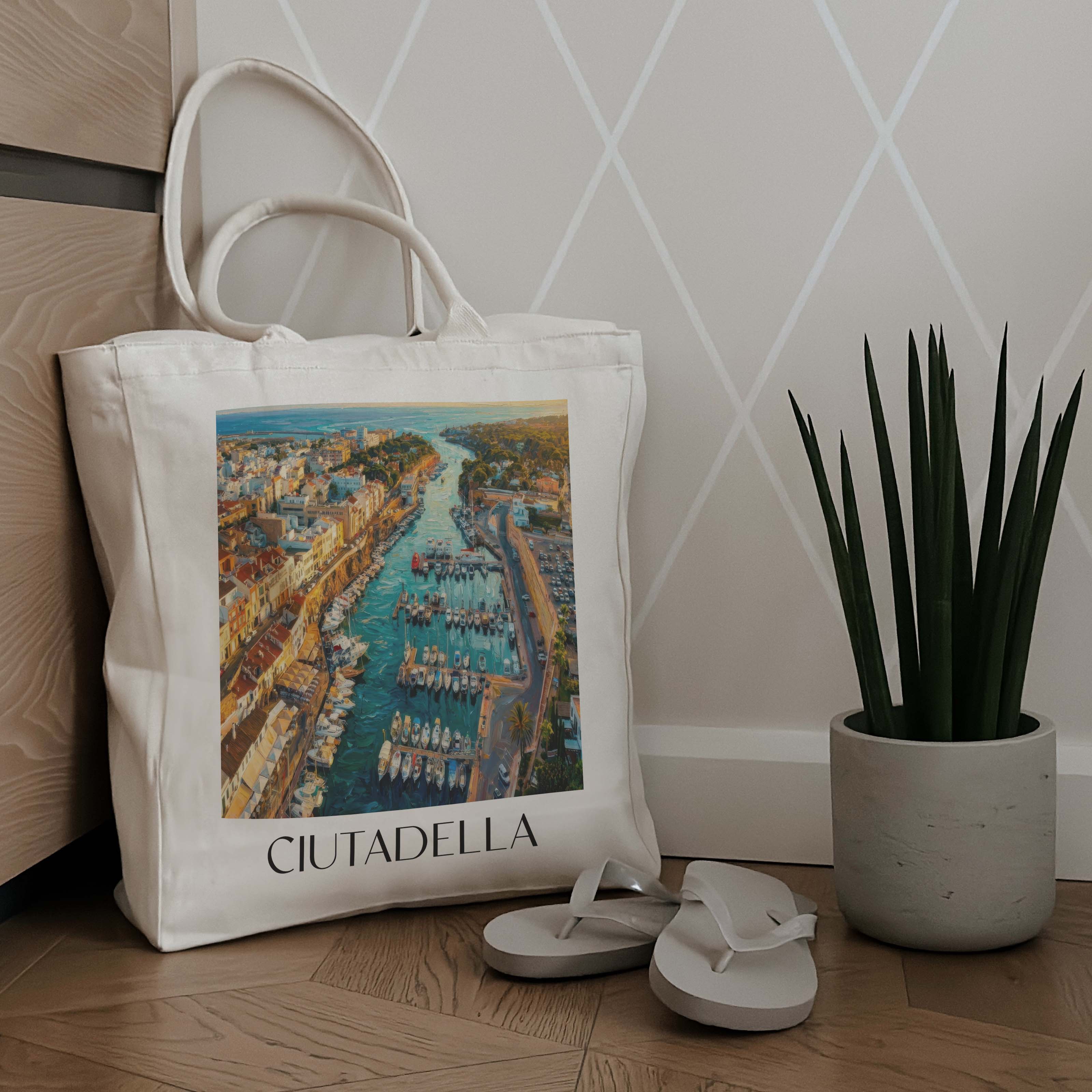ciutadella-menorca-spanien-einkaufstasche-oil-painting-oelgemaelde