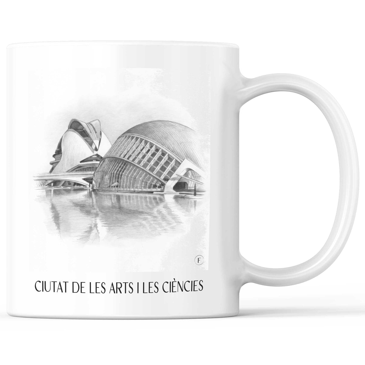 Ciutat de les Arts i les Ciències Kaffeebecher - Valencia - Spanien Becher - Kaffeetasse im Zeichnung Stil - favplace