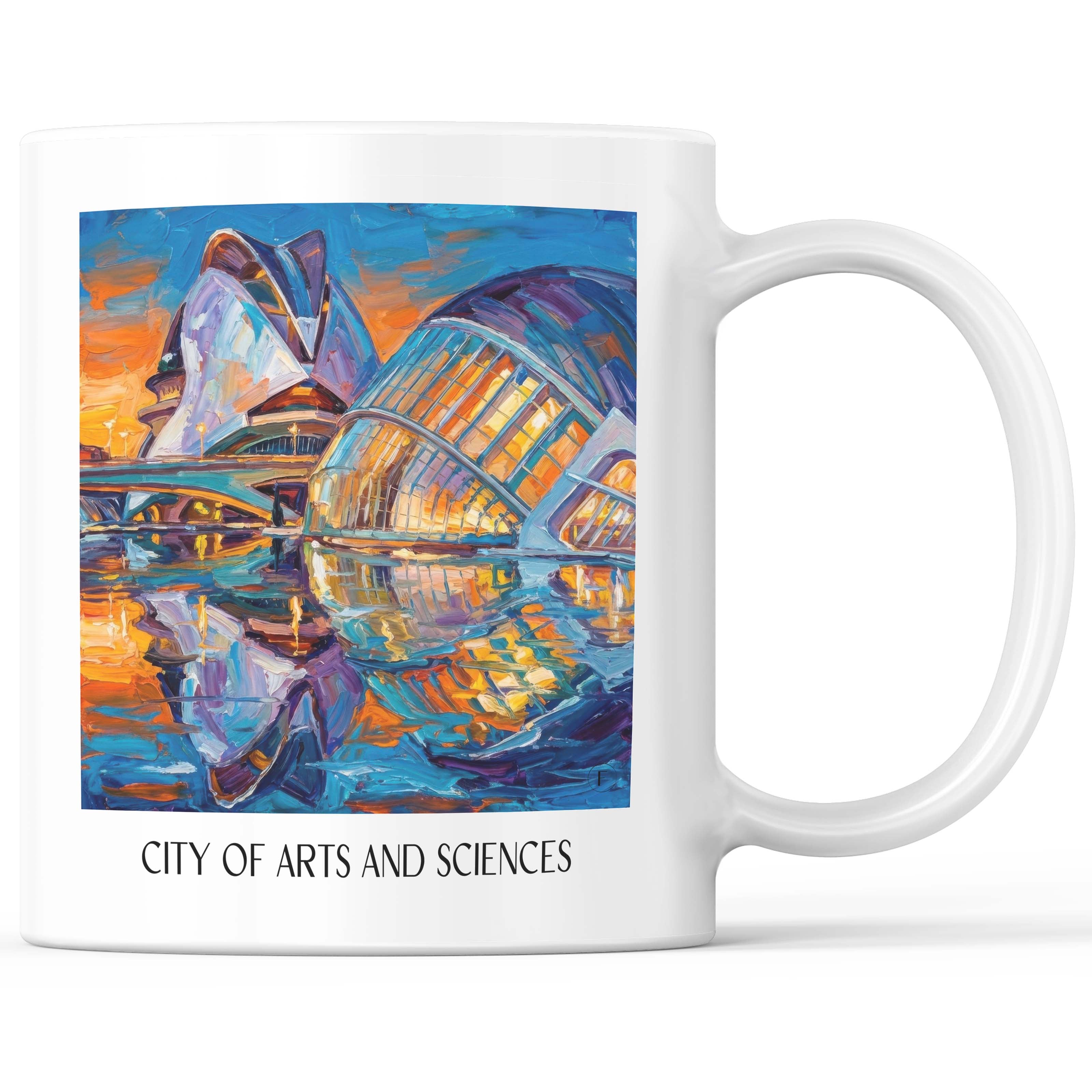 Ciutat de les Arts i les Ciències Kaffeebecher - Valencia - Spanien Becher - Kaffeetasse im Ölgemälde Stil - favplace