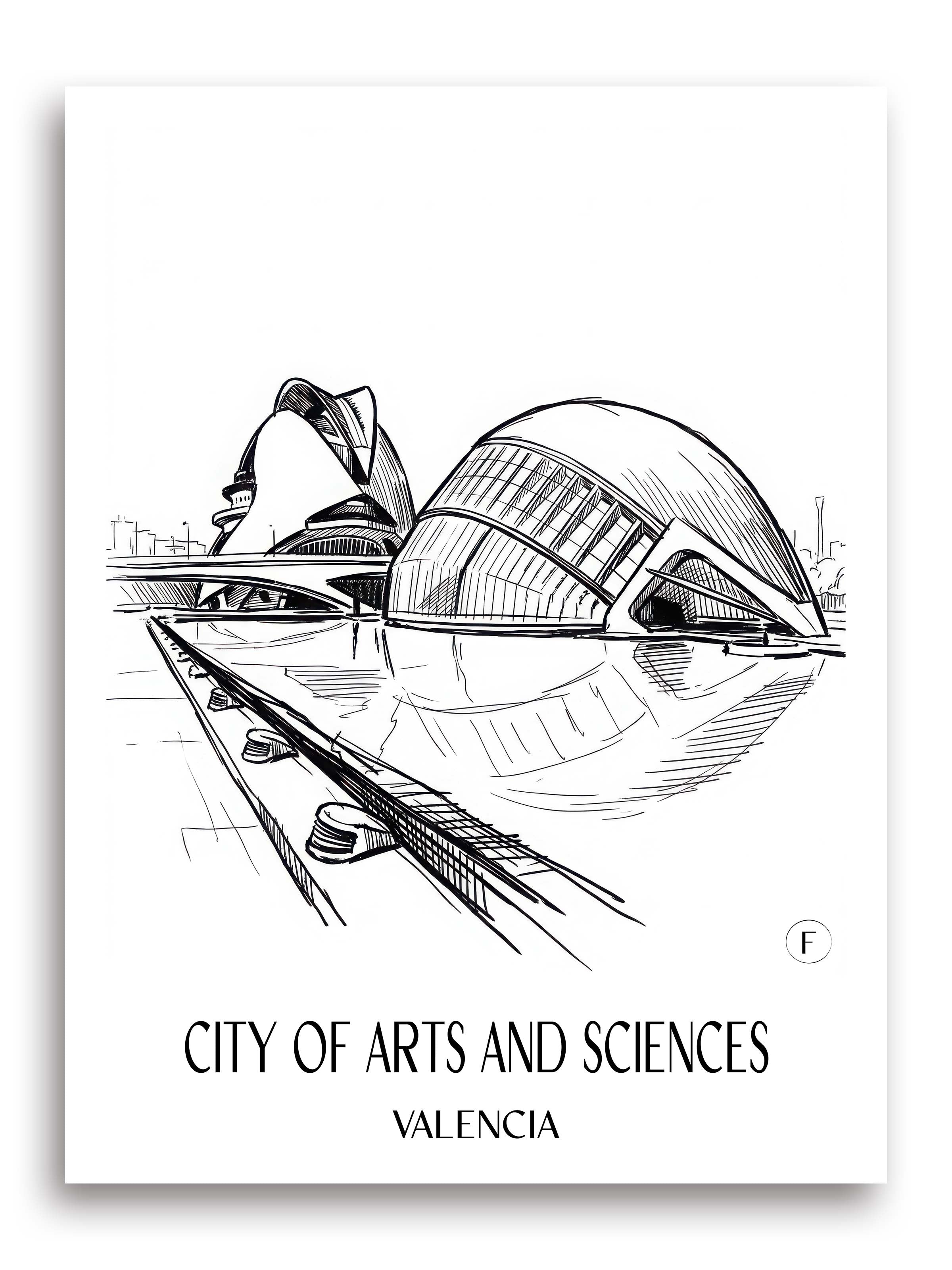 Ciutat de les Arts i les Ciències Poster - Valencia - Spanien Kunstdruck - Skizze von A4 bis A1 - favplace
