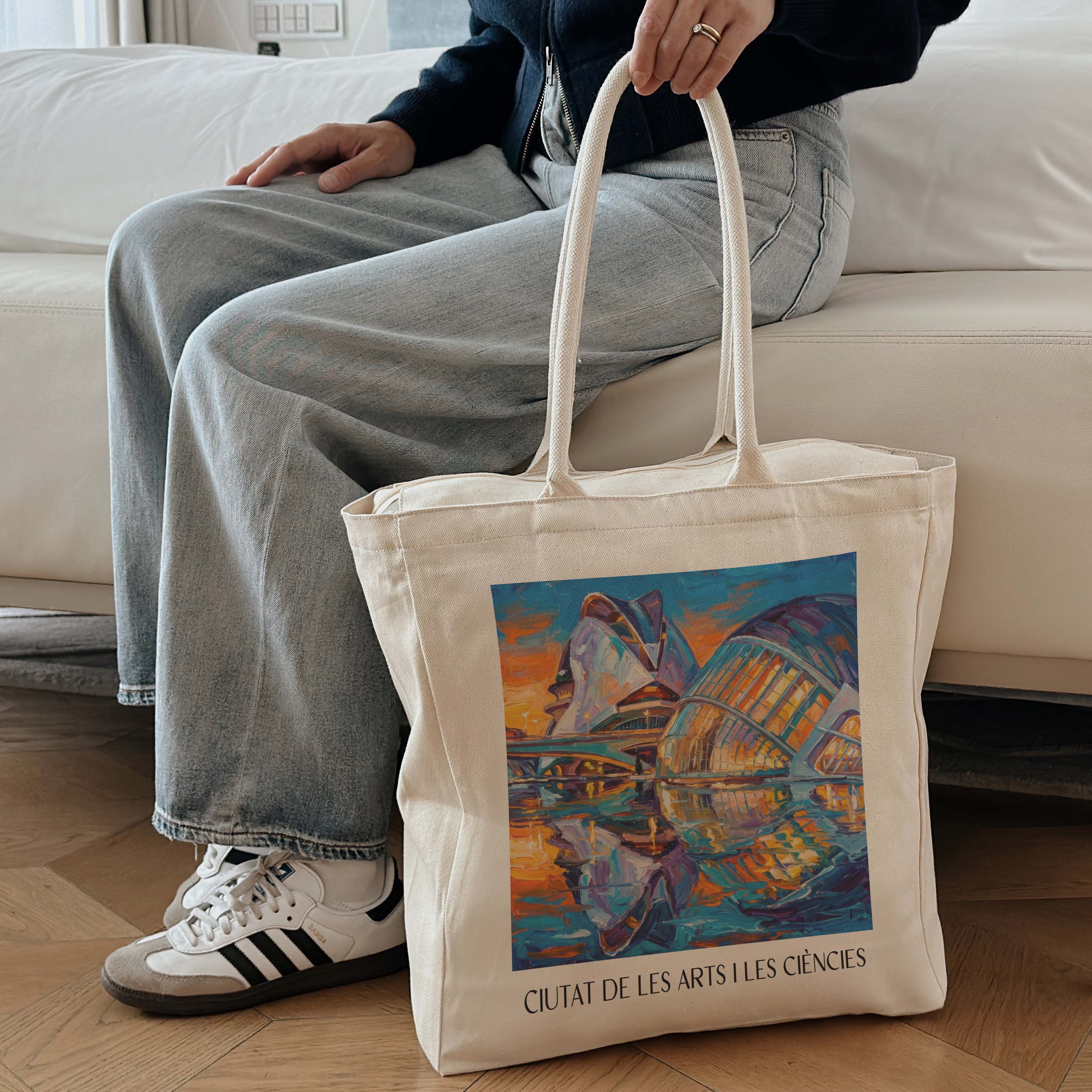 ciutat-de-les-arts-i-les-ciències-valencia-spanien-einkaufstasche-oil-painting-oelgemaelde