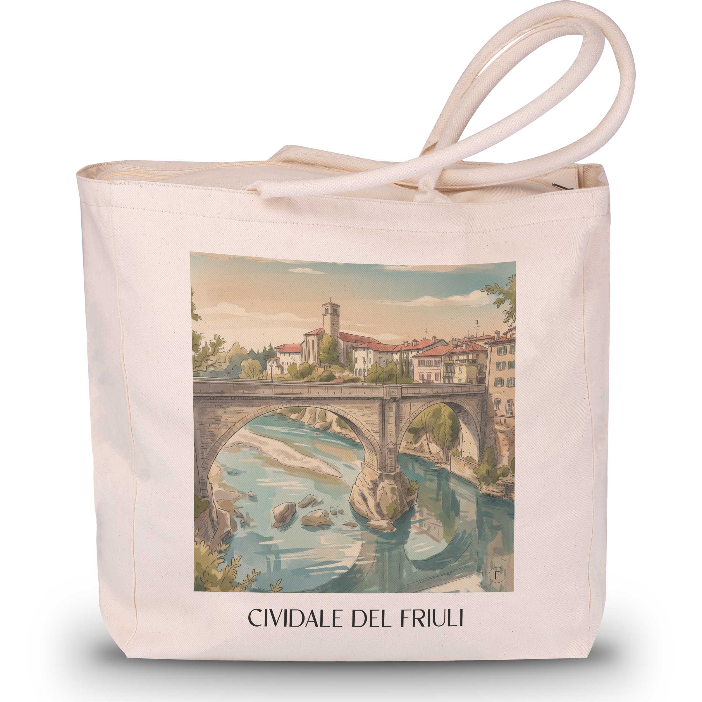 Cividale del Friuli Shopping Tasche - Udine - Italien Tote Bag - Einkaufstasche im Aquarell Stil - favplace