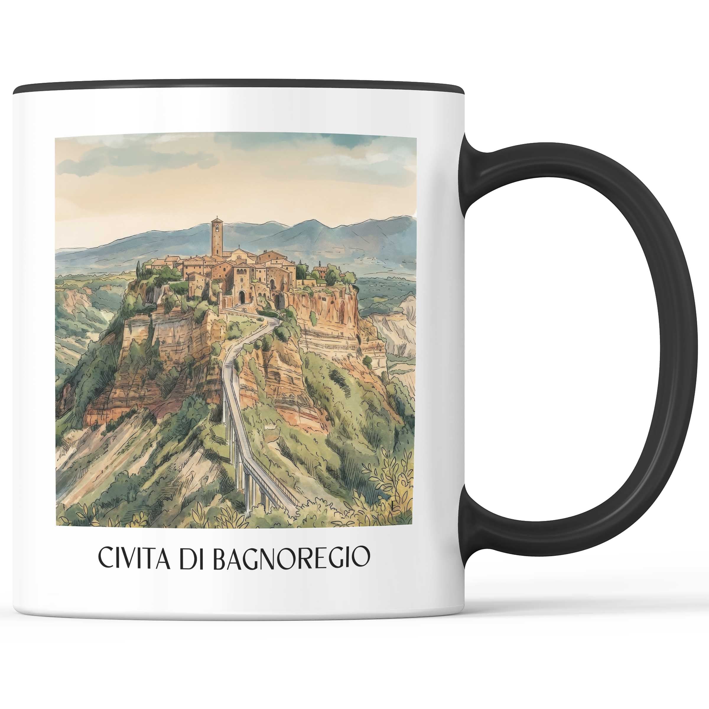 Civita di Bagnoregio Kaffeebecher - Latium - Italien Becher - Kaffeetasse im Aquarell Stil - favplace