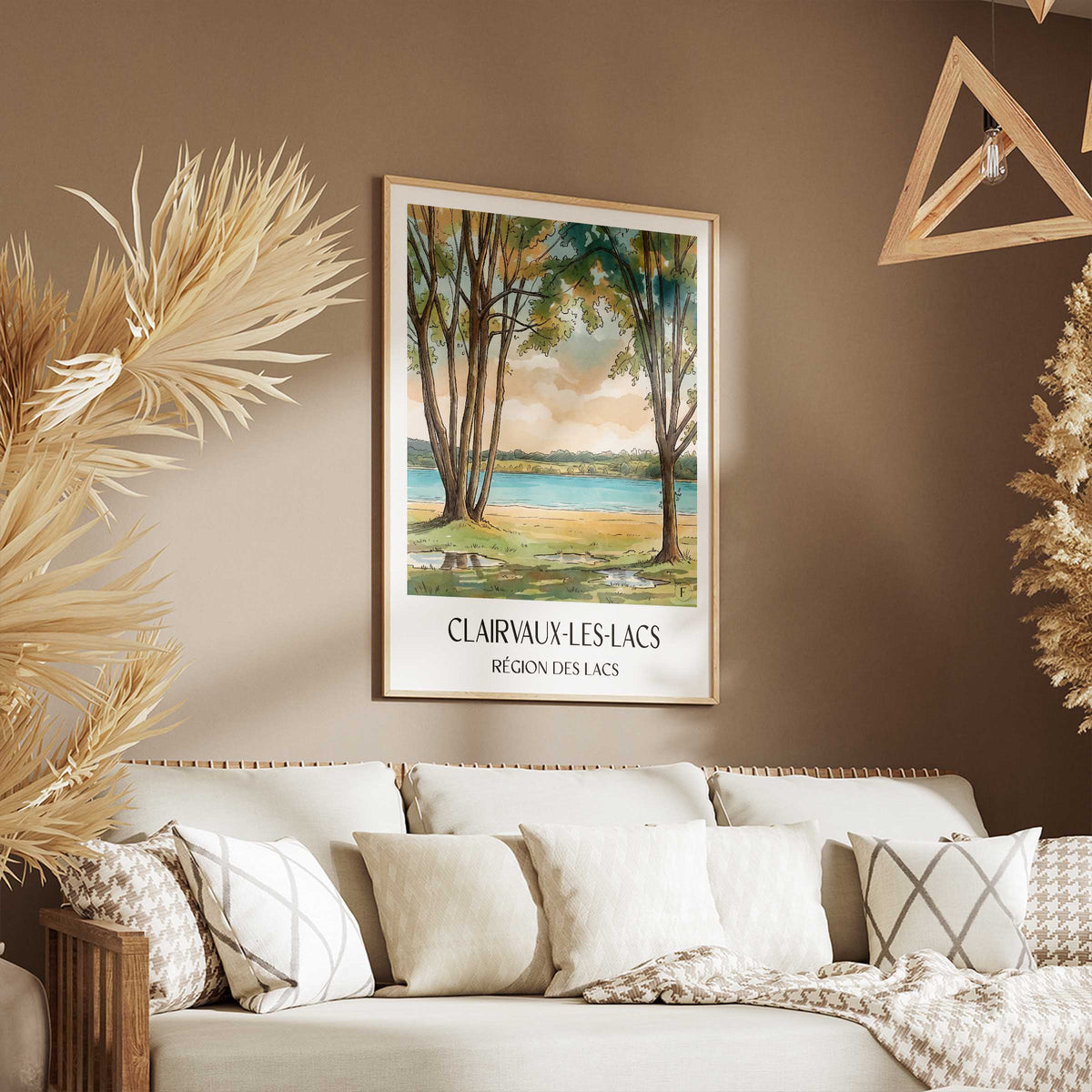 clairvaux-les-lacs-région-des-lacs-frankreich-poster-aquarell