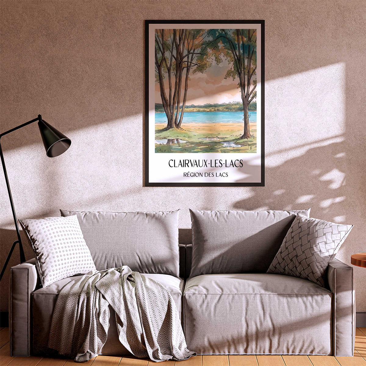 clairvaux-les-lacs-région-des-lacs-frankreich-poster-aquarell