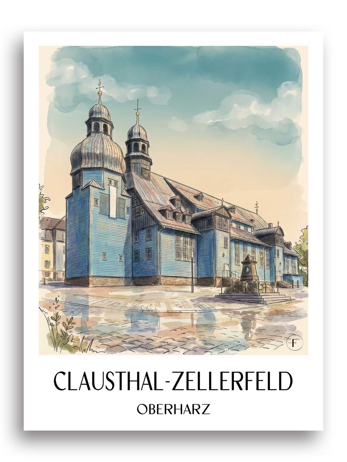 clausthal-zellerfeld-oberharz-deutschland-poster-aquarell