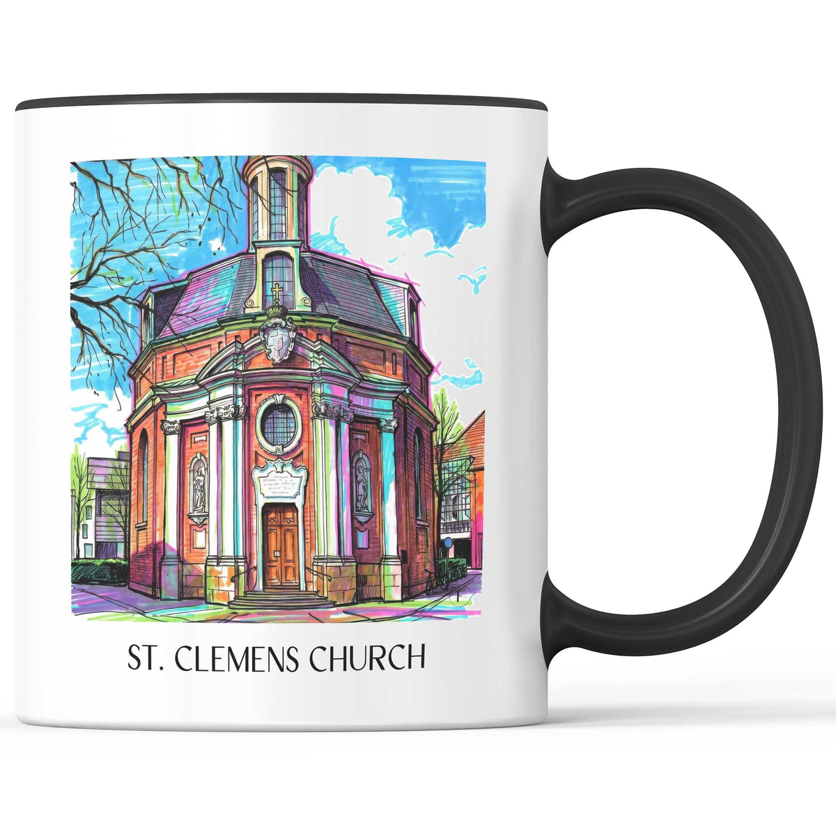 Clemenskirche Kaffeebecher - Münster - Deutschland Becher - Kaffeetasse im Tag Graffiti Stil - favplace