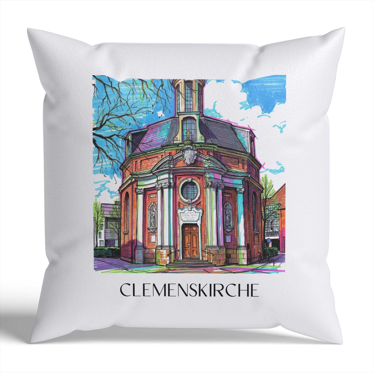 clemenskirche-münster-deutschland-kissenbezug-graffiti