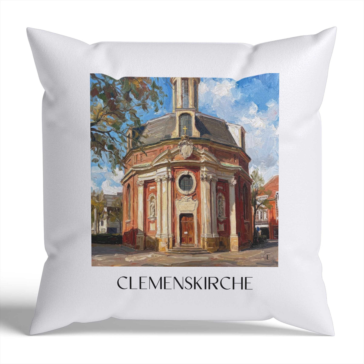 clemenskirche-münster-deutschland-kissenbezug-oil-painting-oelgemaelde