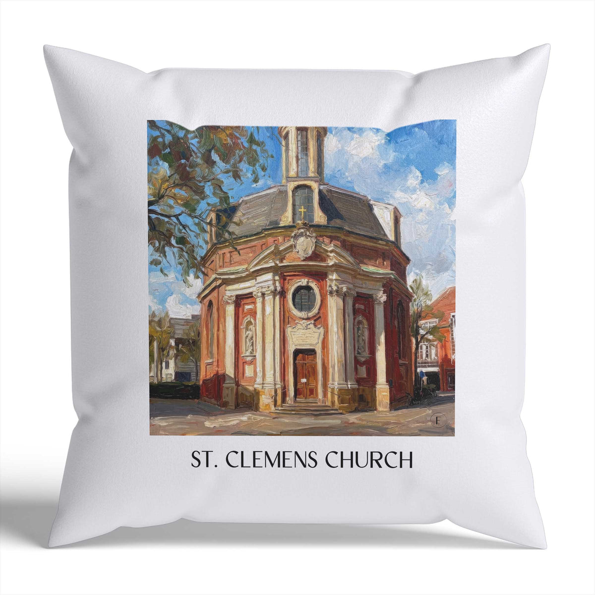 Clemenskirche Kissenhülle - Zierkissen Bezug - Münster - Deutschland Kissen bzw. Kissenbezug im Ölgemälde Stil - favplace