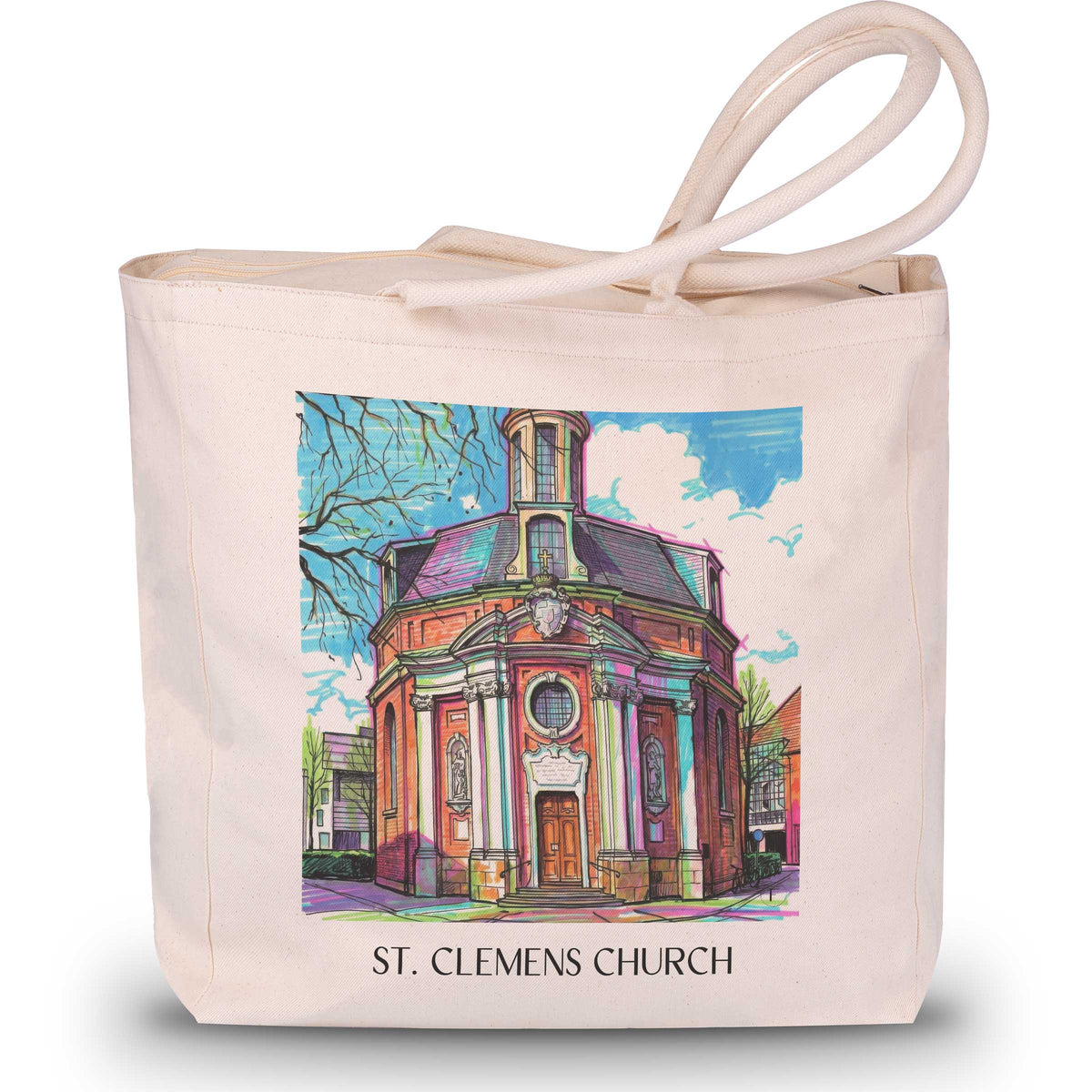 Clemenskirche Shopping Tasche - Münster - Deutschland Tote Bag - Einkaufstasche im Tag Graffiti Stil - favplace