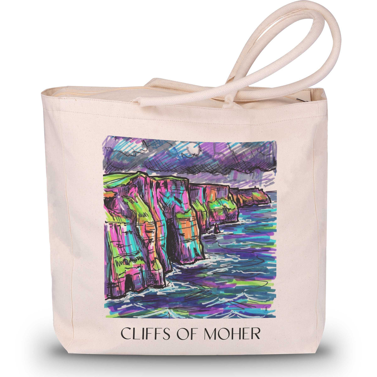 Cliffs of Moher Shopping Tasche - Irland - Irland Tote Bag - Einkaufstasche im Tag Graffiti Stil - favplace