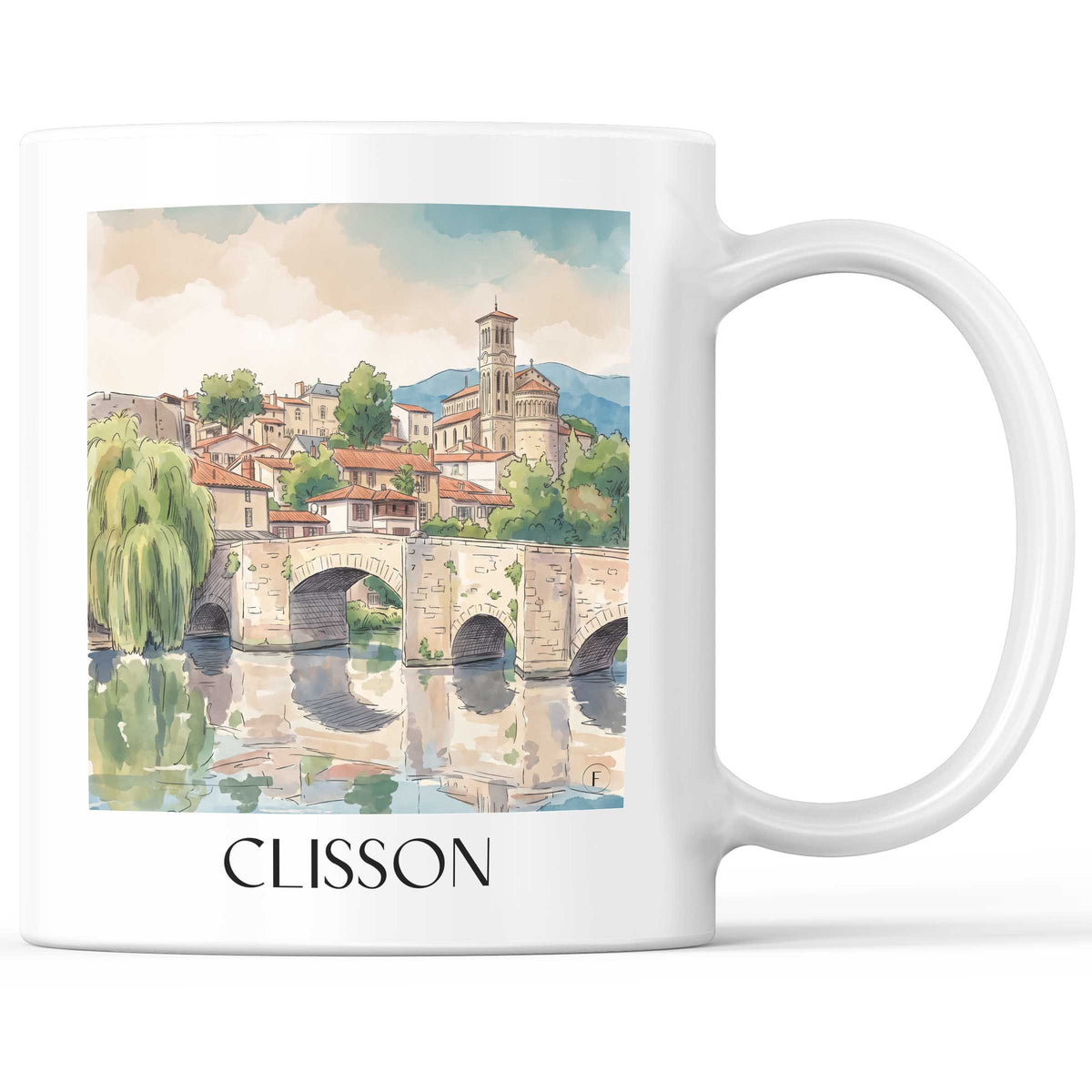 Clisson Kaffeebecher - Vignoble Nantais - Frankreich Becher - Kaffeetasse im Aquarell Stil - favplace