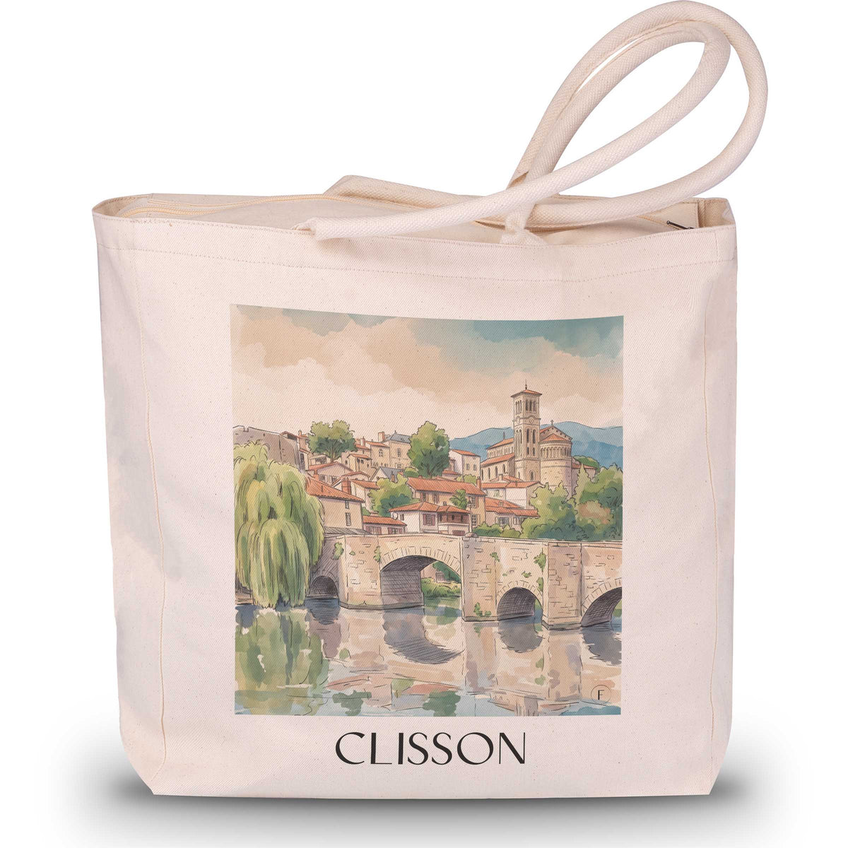Clisson Shopping Tasche - Vignoble Nantais - Frankreich Tote Bag - Einkaufstasche im Aquarell Stil - favplace