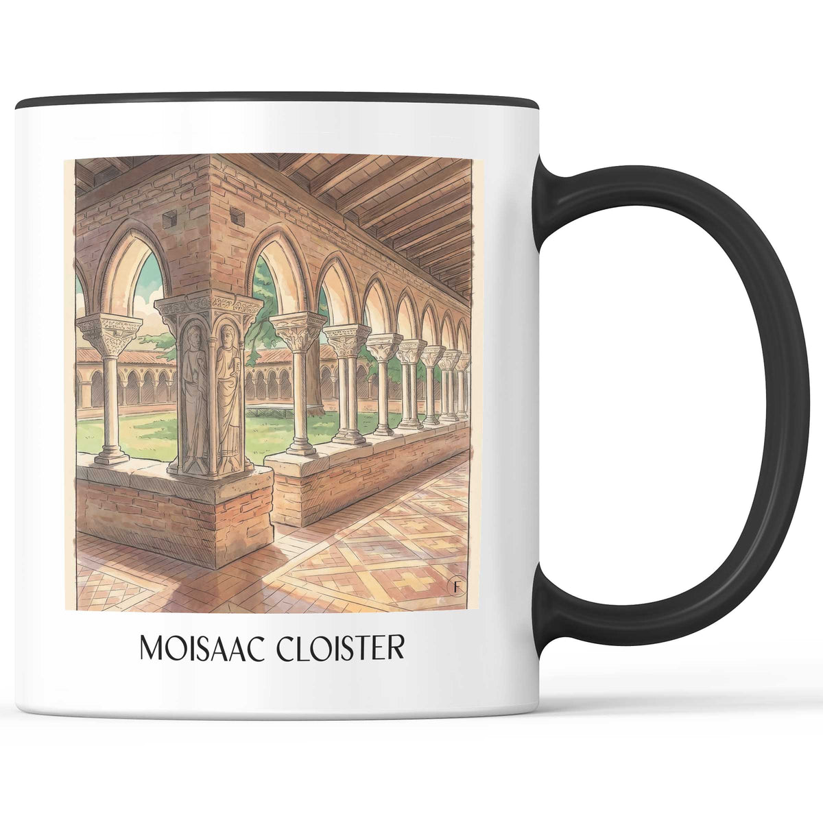 Cloître de Moisaac Kaffeebecher - Okzitanien - Frankreich Becher - Kaffeetasse im Aquarell Stil - favplace